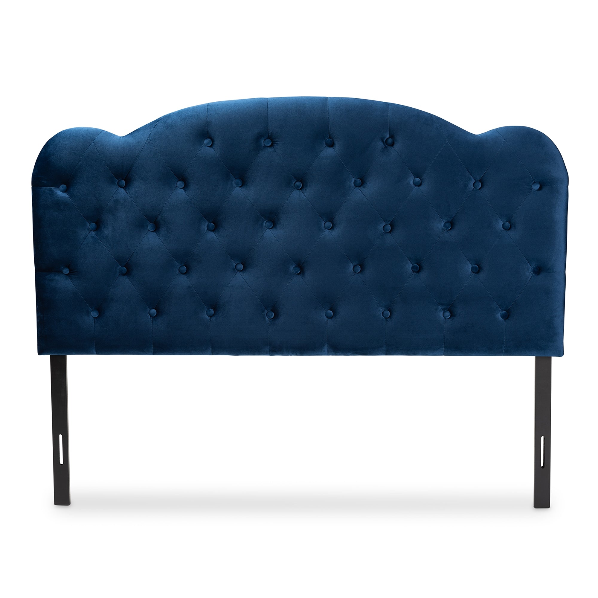 Baxton Studio Clovis Modern and Contemporary Navy Blue Velvet Fabric Upholstered Queen Size Headboard