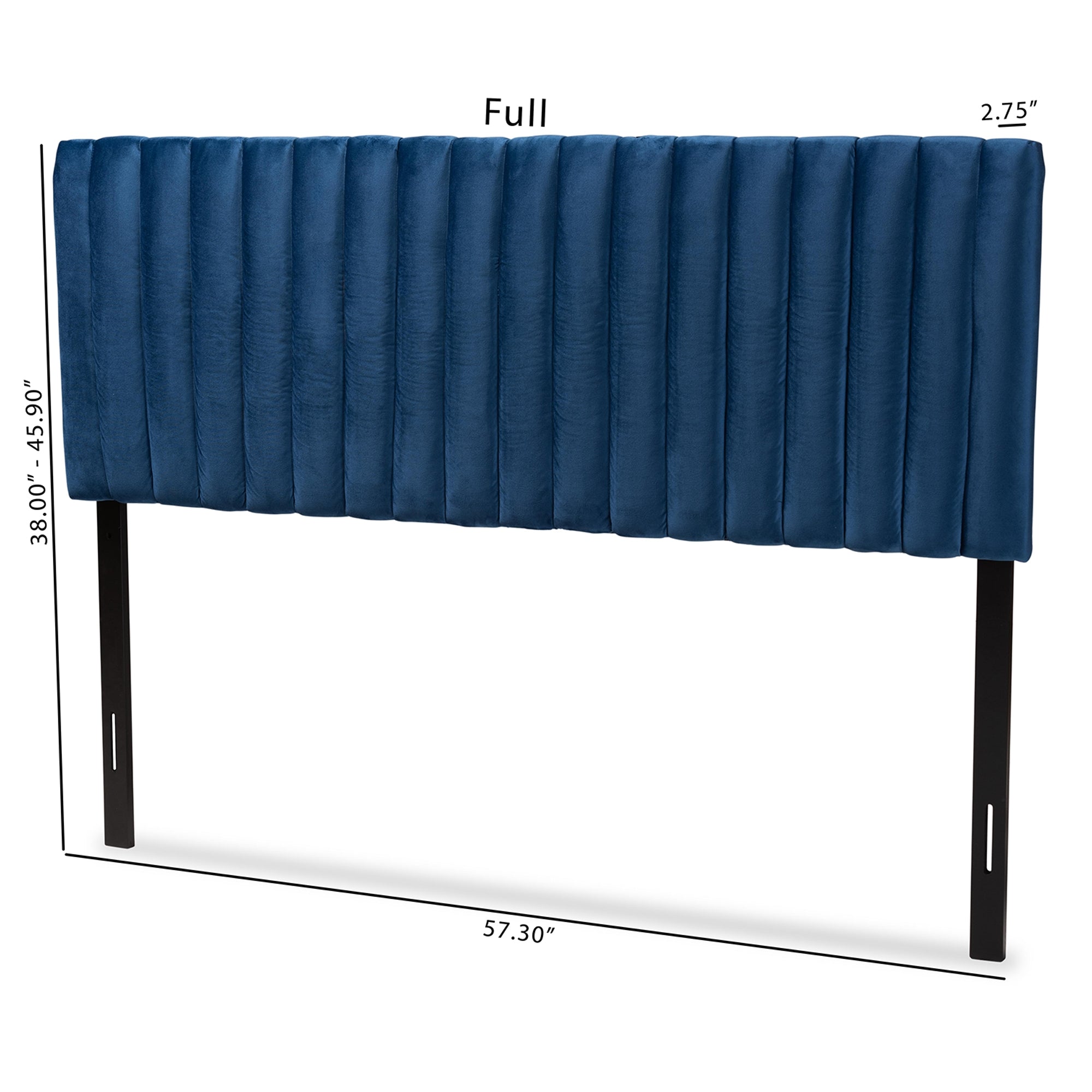 Baxton Studio Emile Modern and Contemporary Navy Blue Velvet Fabric Upholstered and Dark Brown Finished Wood Full Size Headboard