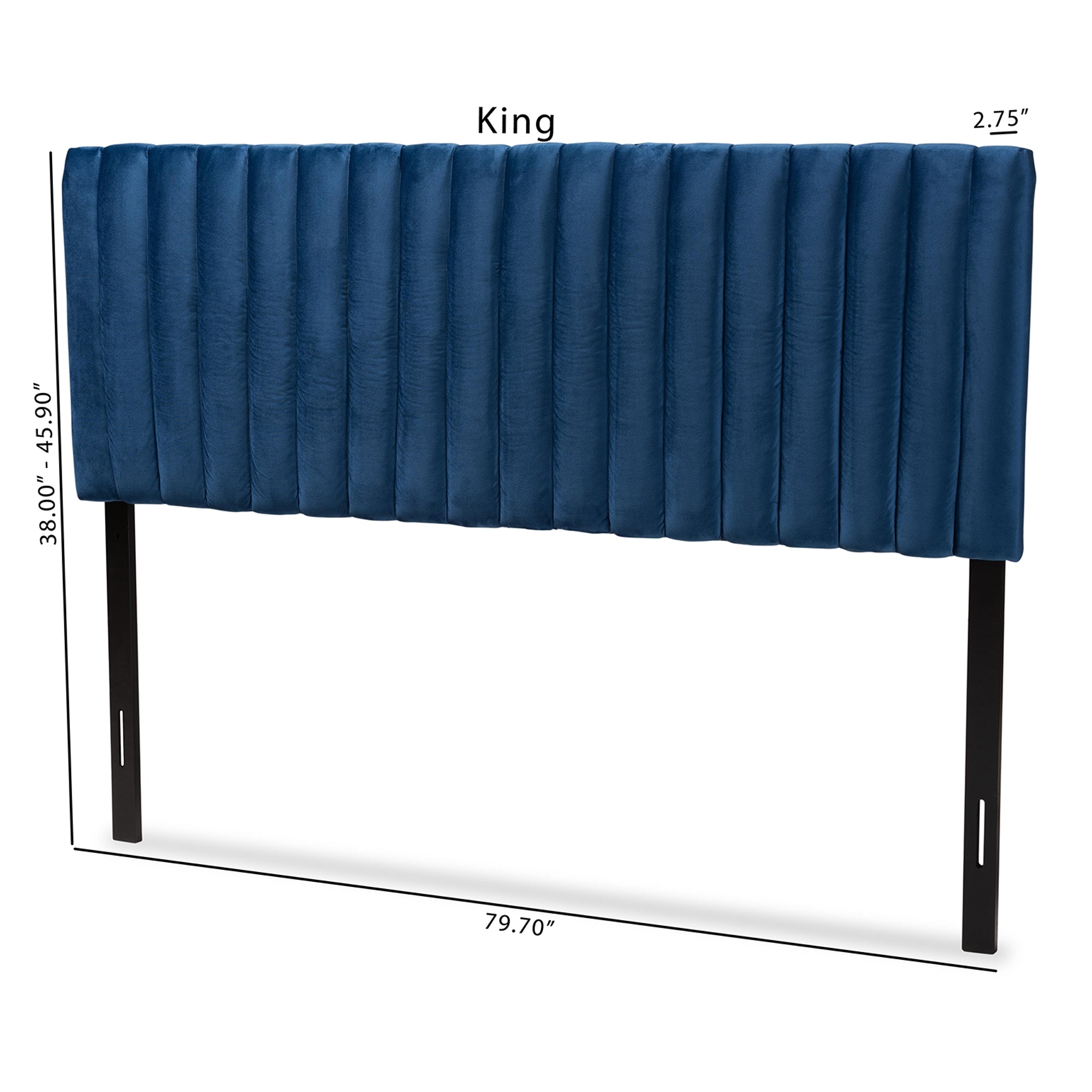 Baxton Studio Emile Modern and Contemporary Navy Blue Velvet Fabric Upholstered and Dark Brown Finished Wood Queen Size Headboard