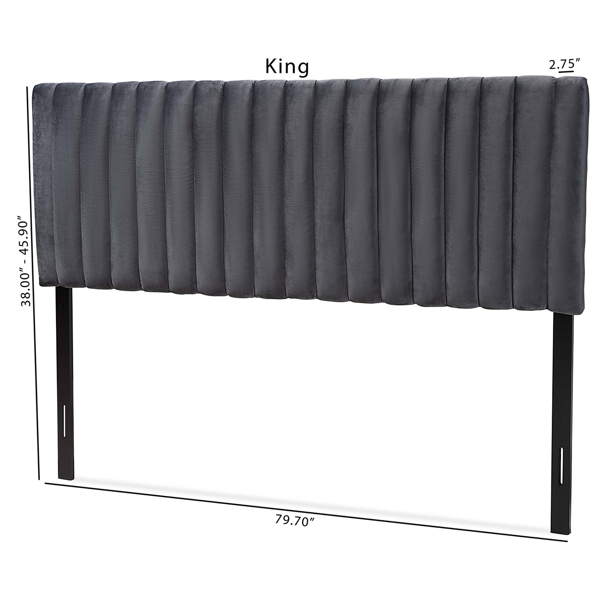 Baxton Studio Emile Modern and Contemporary Grey Velvet Fabric Upholstered and Dark Brown Finished Wood Queen Size Headboard