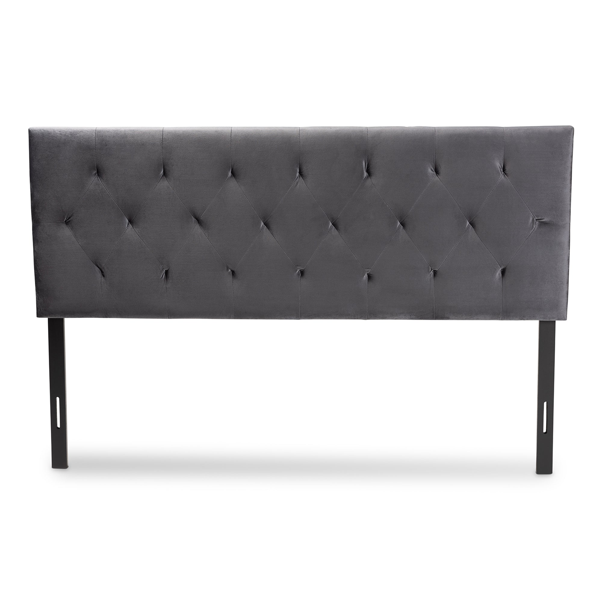 Baxton Studio Felix Modern and Contemporary Grey Velvet Fabric Upholstered Queen Size Headboard