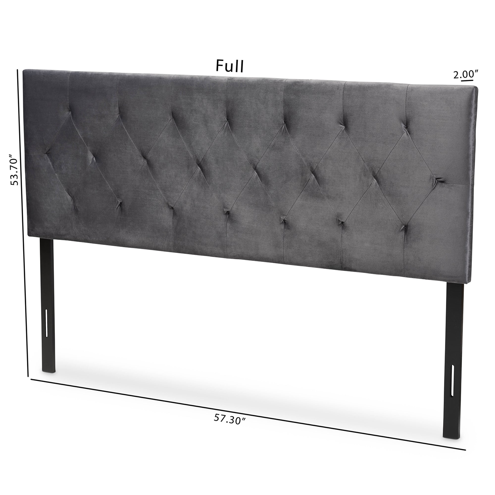 Baxton Studio Felix Modern and Contemporary Grey Velvet Fabric Upholstered Queen Size Headboard
