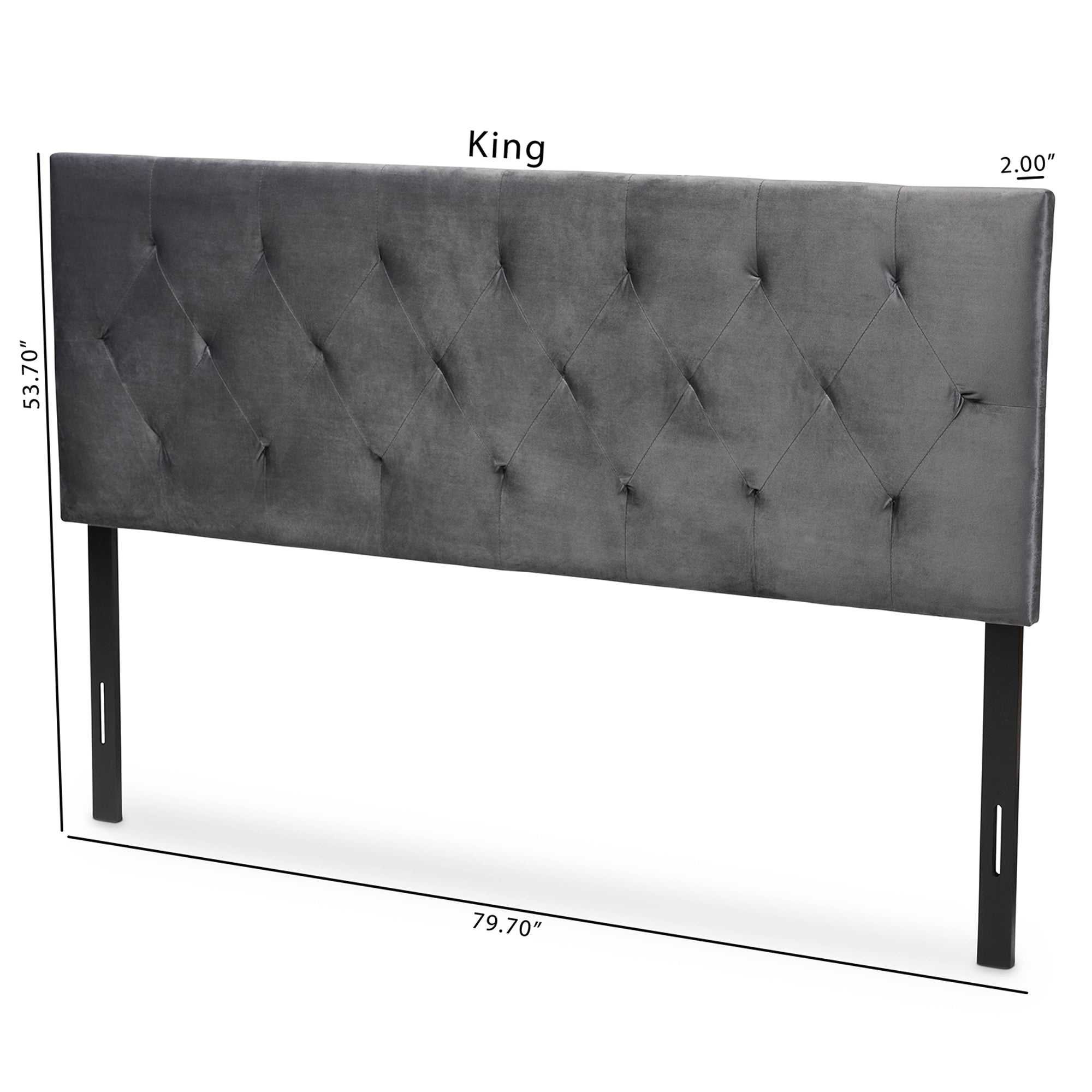 Baxton Studio Felix Modern and Contemporary Grey Velvet Fabric Upholstered Queen Size Headboard
