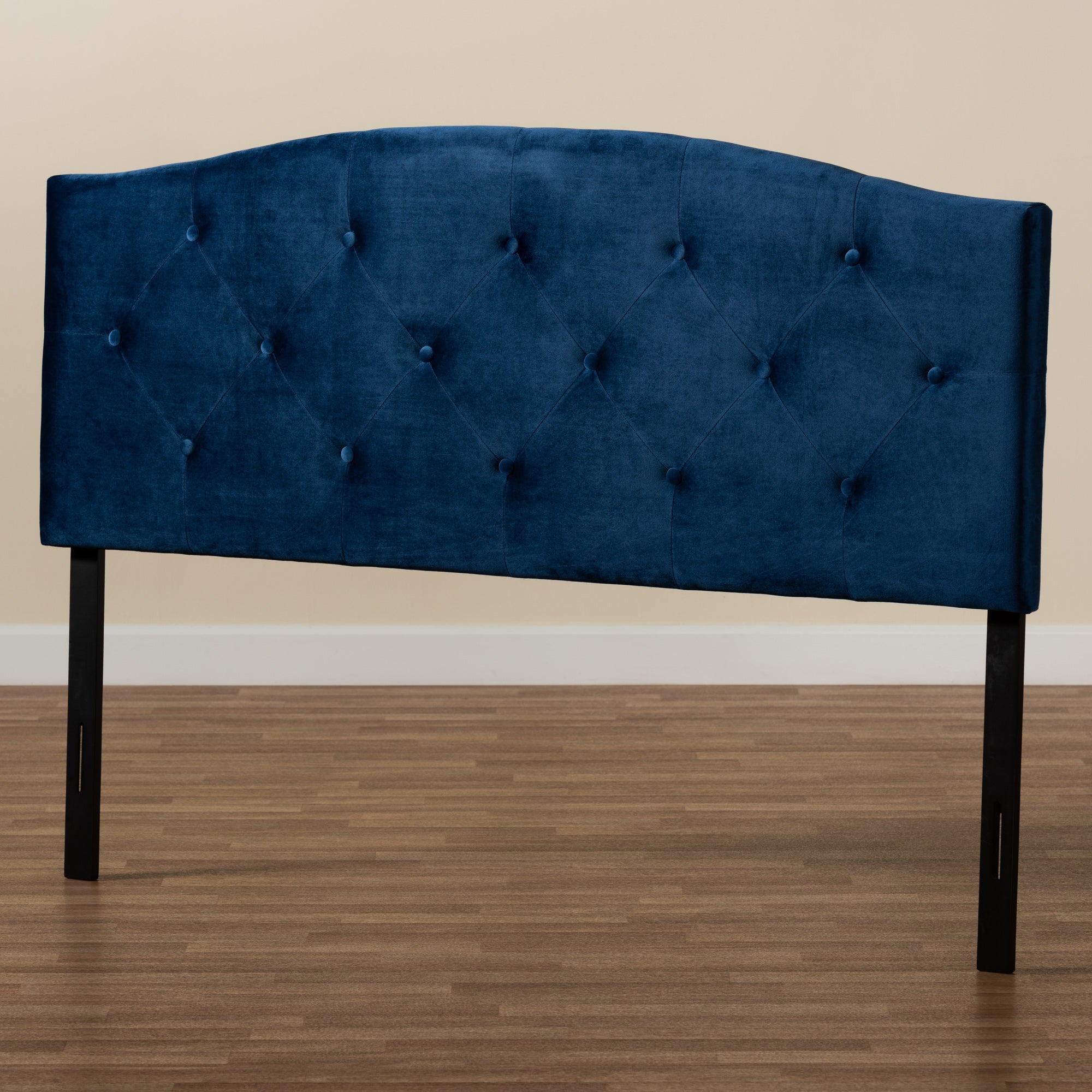 Baxton Studio Leone Modern and Contemporary Navy Blue Velvet Fabric Upholstered Queen Size Headboard