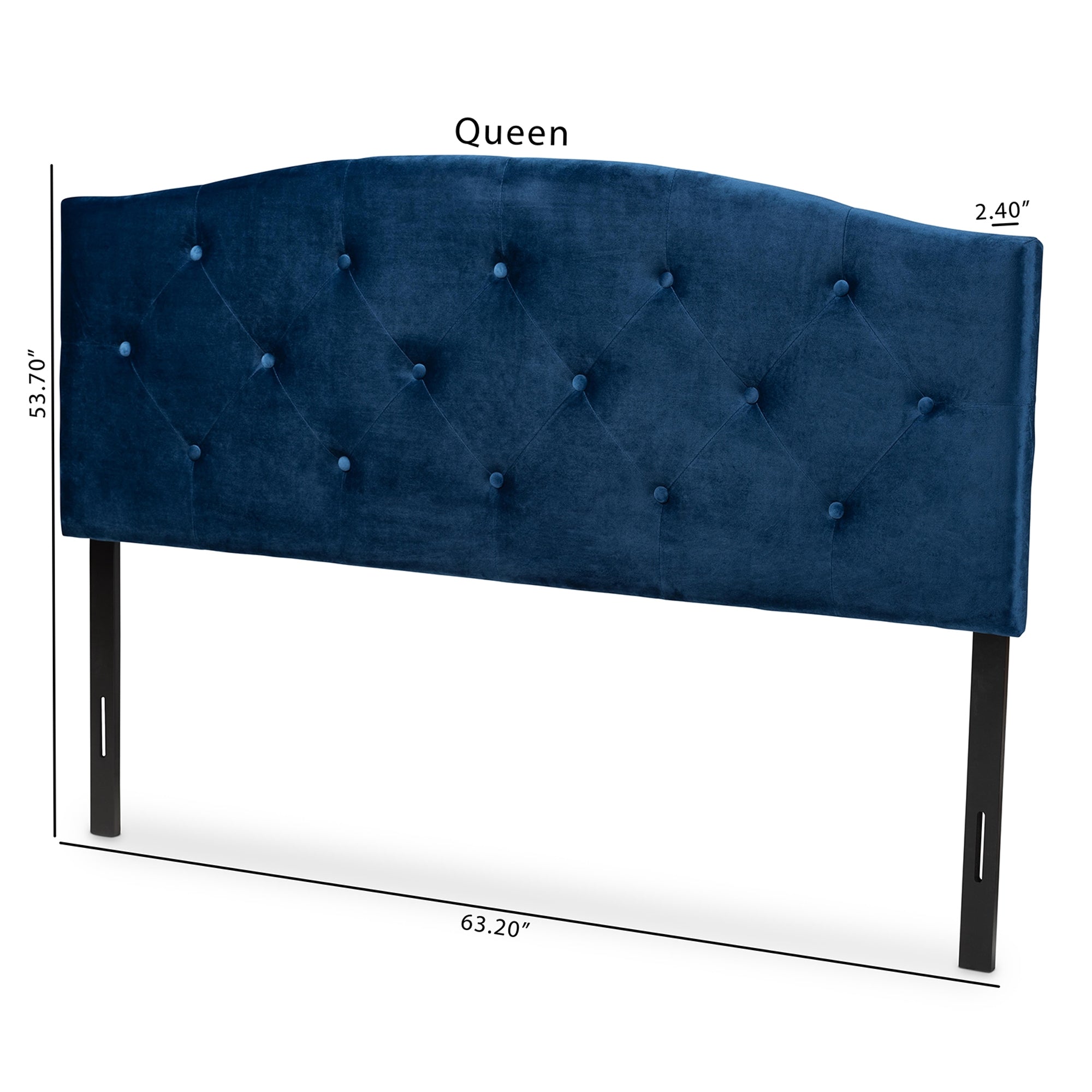 Baxton Studio Leone Modern and Contemporary Navy Blue Velvet Fabric Upholstered Full Size Headboard