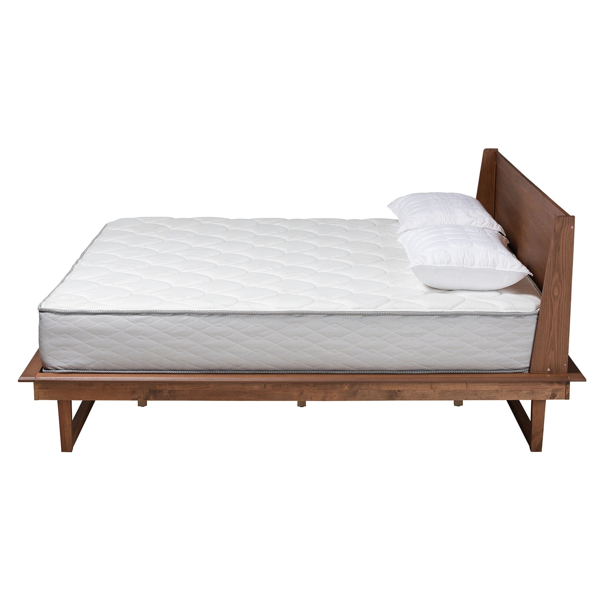 Baxton Studio Macayle Mid-Century Modern Ash Walnut Finished Wood Queen Size Platform Bed