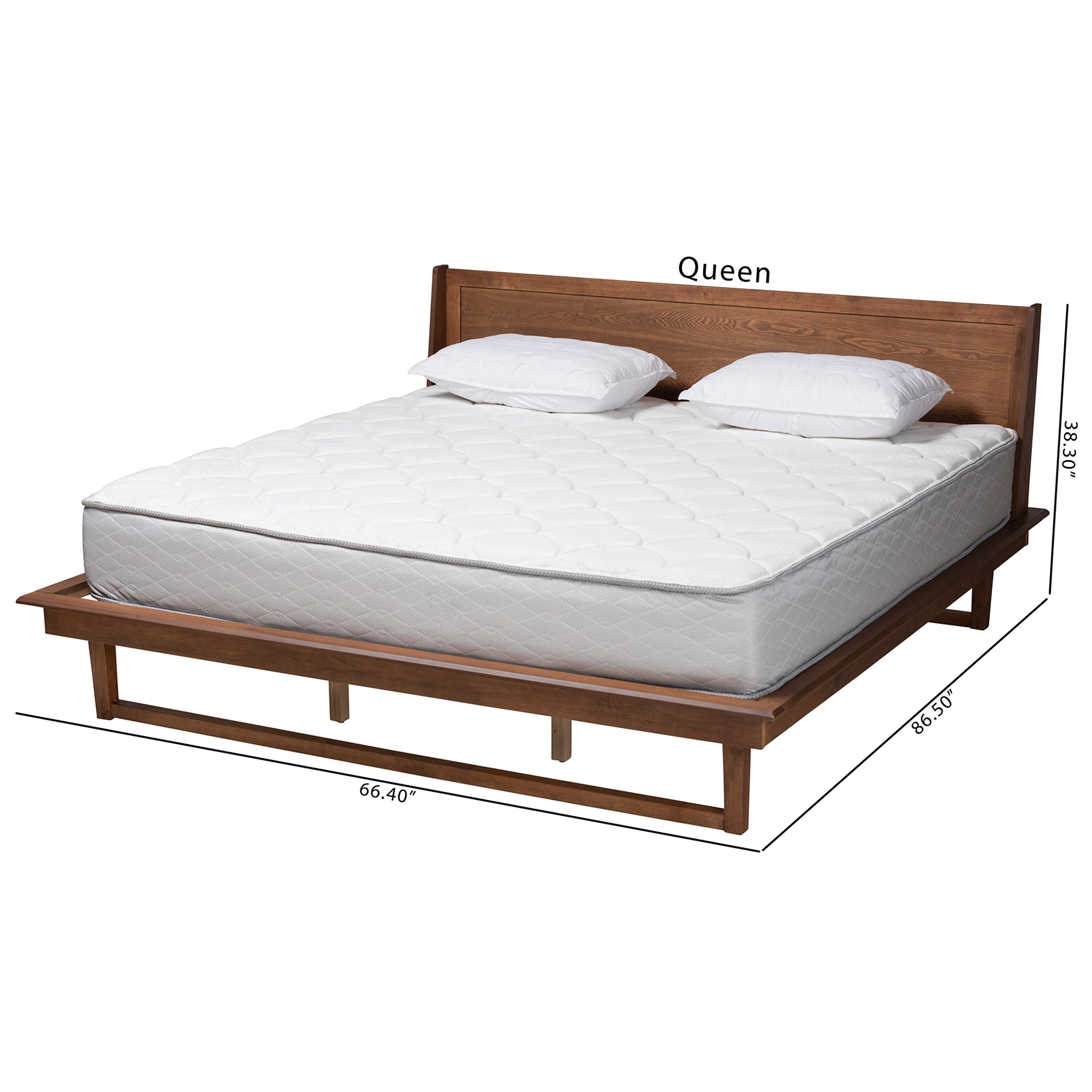 Baxton Studio Macayle Mid-Century Modern Ash Walnut Finished Wood King Size Platform Bed