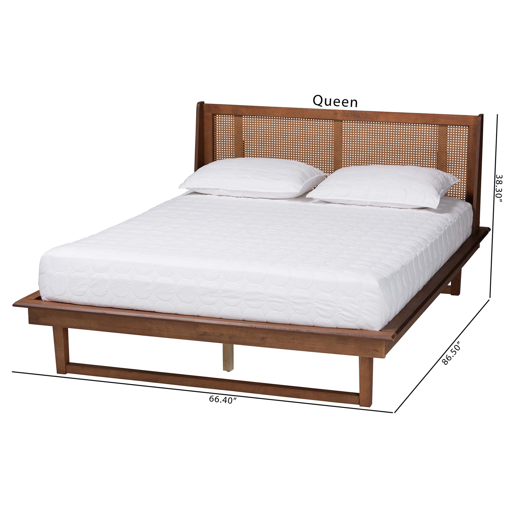 Baxton Studio Aveena Mid-Century Modern Walnut Brown Finished Wood Queen Size Platform Bed