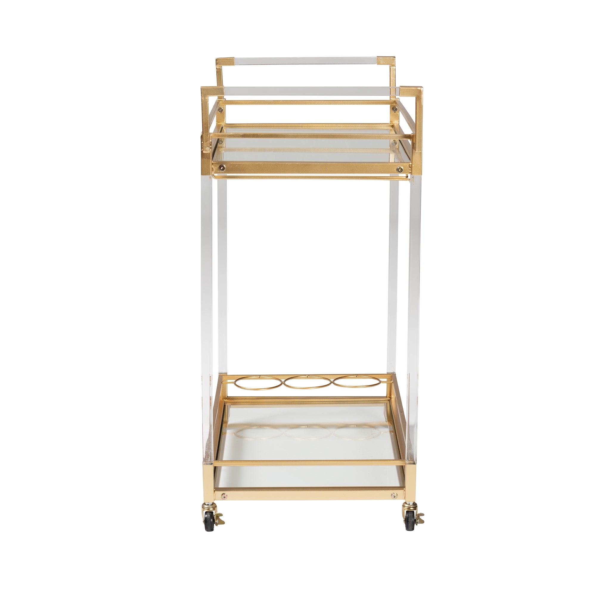 Baxton Studio Savannah Contemporary Glam and Luxe Gold Metal and Glass Wine Cart