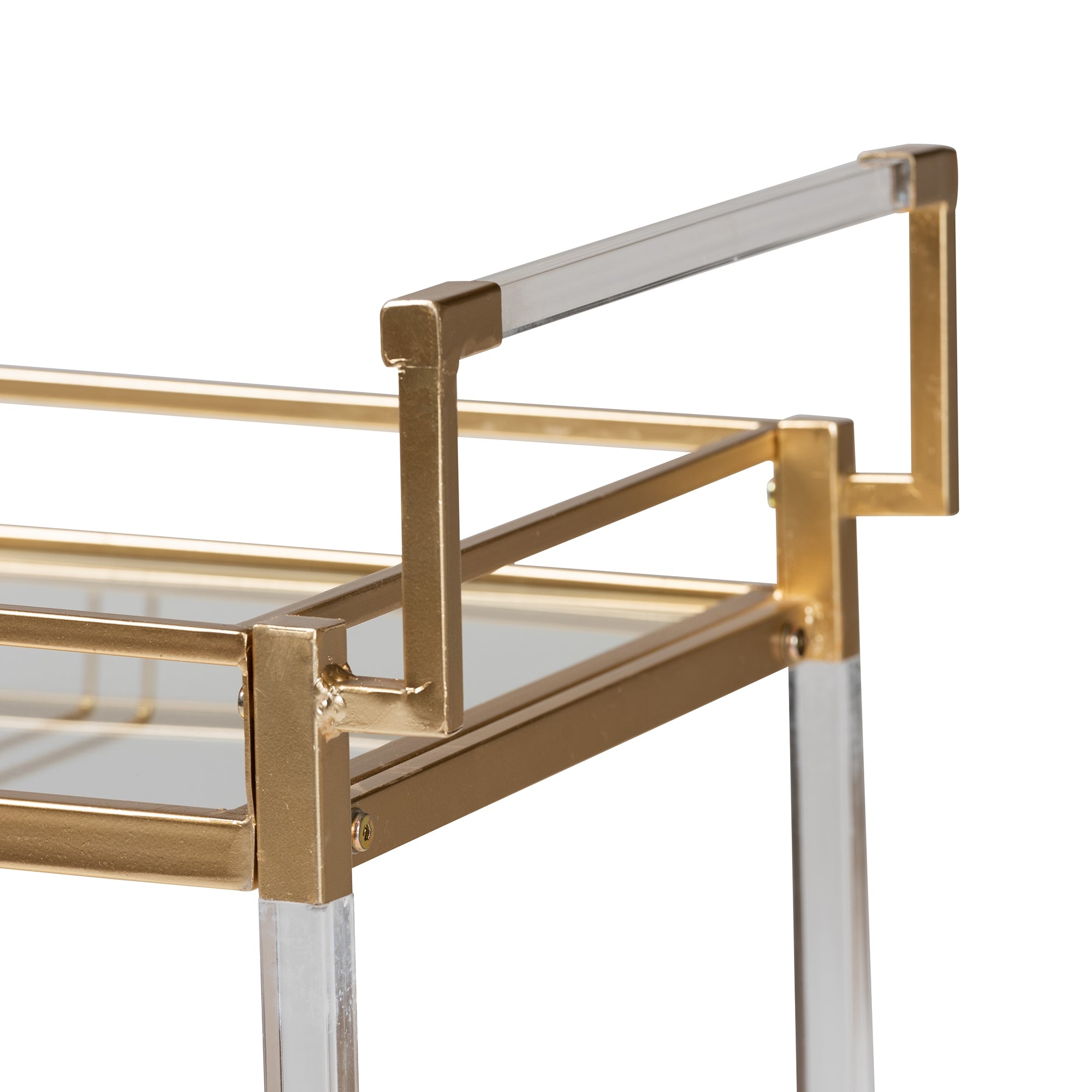 Baxton Studio Savannah Contemporary Glam and Luxe Gold Metal and Glass Wine Cart