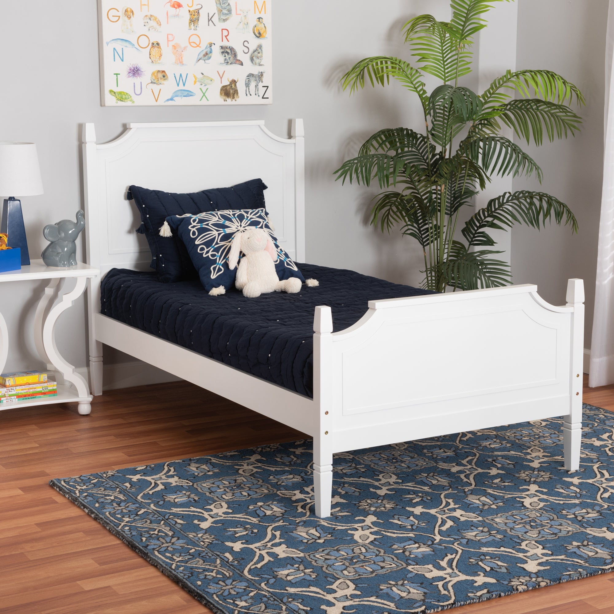 Baxton Studio Mariana Classic and Traditional White Finished Wood Twin Size Platform Bed
