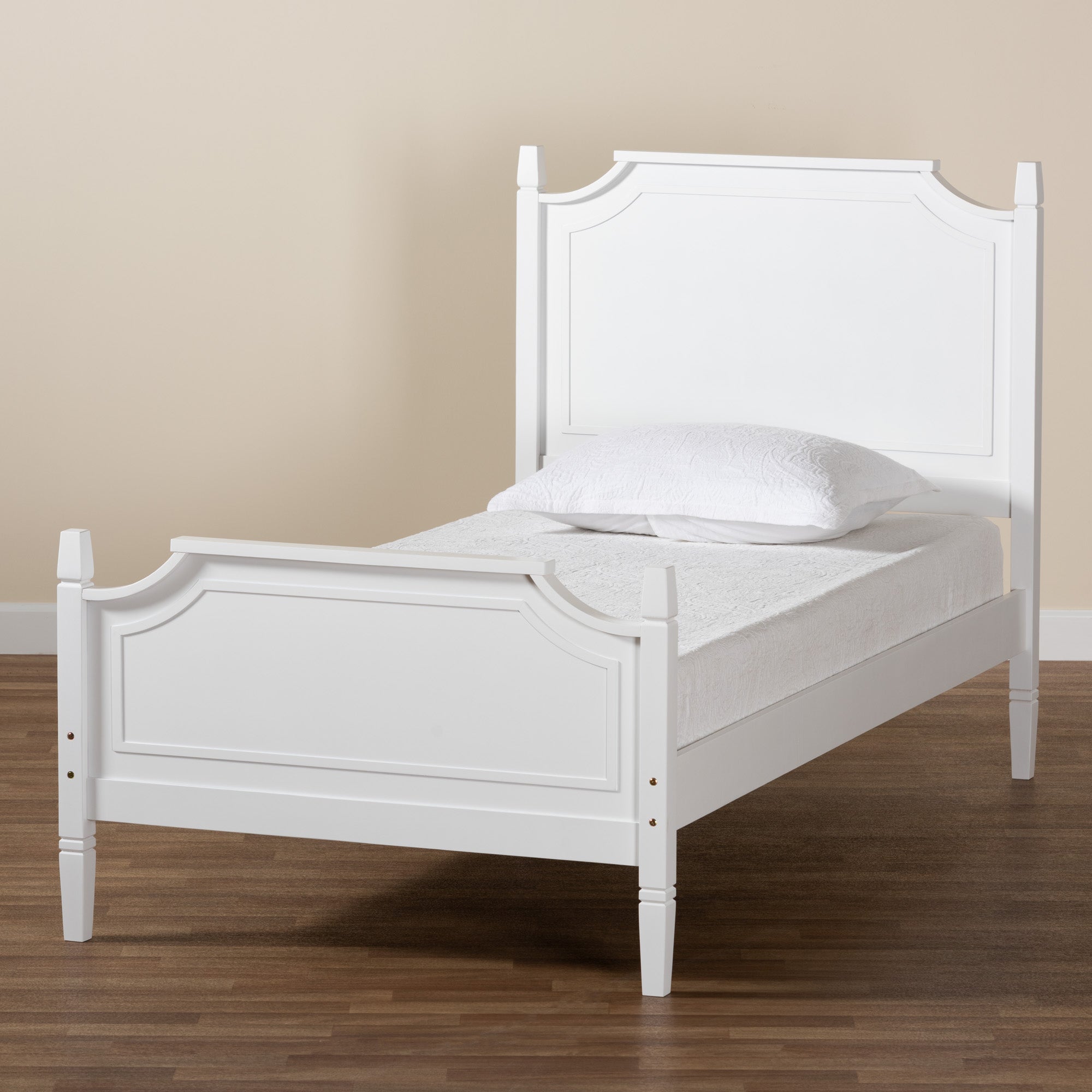 Baxton Studio Mariana Classic and Traditional White Finished Wood Twin Size Platform Bed