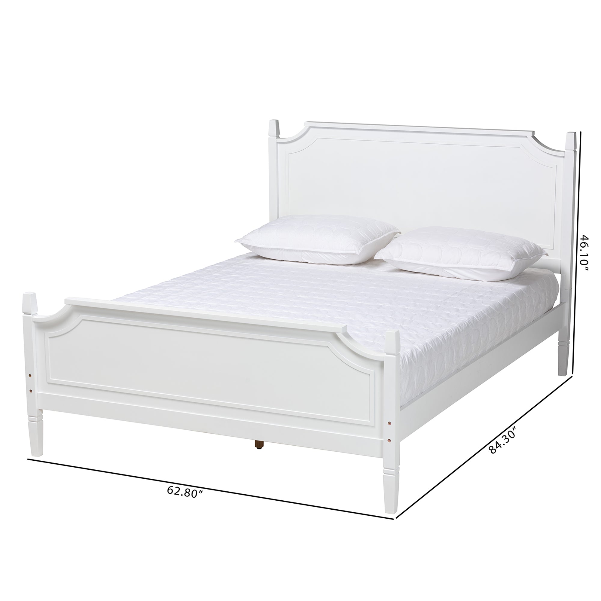 Baxton Studio Mariana Classic and Traditional White Finished Wood Queen Size Platform Bed