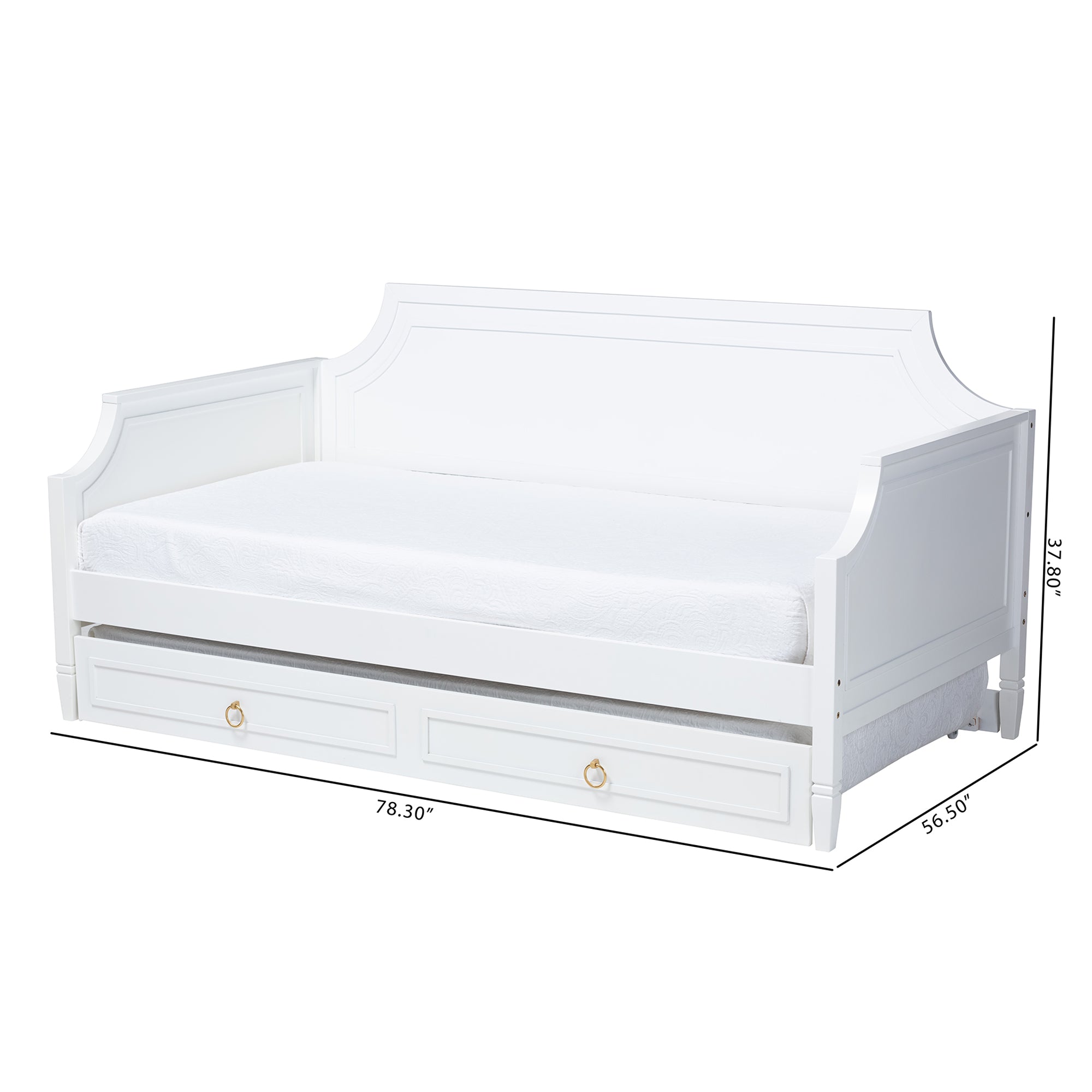 Baxton Studio Mariana Classic and Traditional White Finished Wood Full Size Daybed with Twin Size trundle