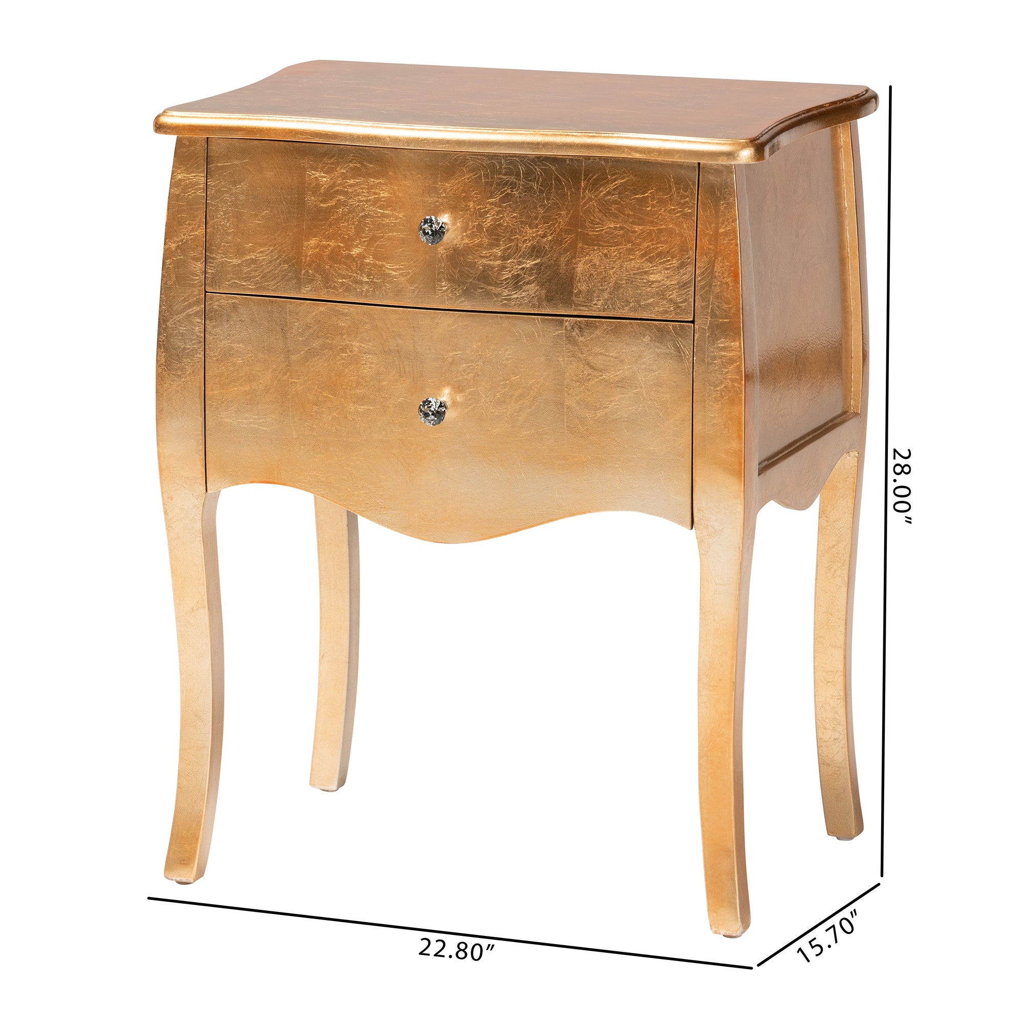 Baxton Studio Patrice Classic and Traditional Gold Finished Wood 2-Drawer End Table