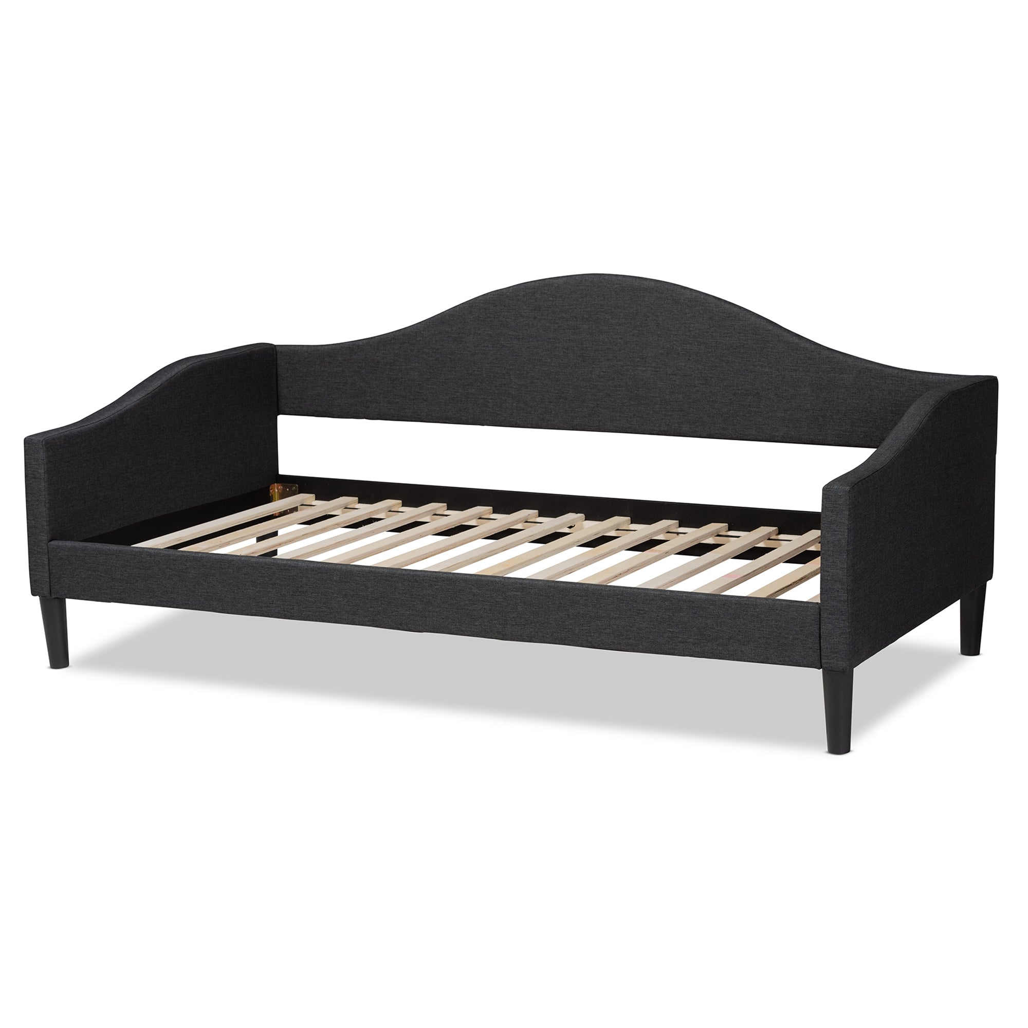 Baxton Studio Milligan Modern and Contemporary Charcoal Fabric Upholstered and Dark Brown Finished Wood Twin Size Daybed