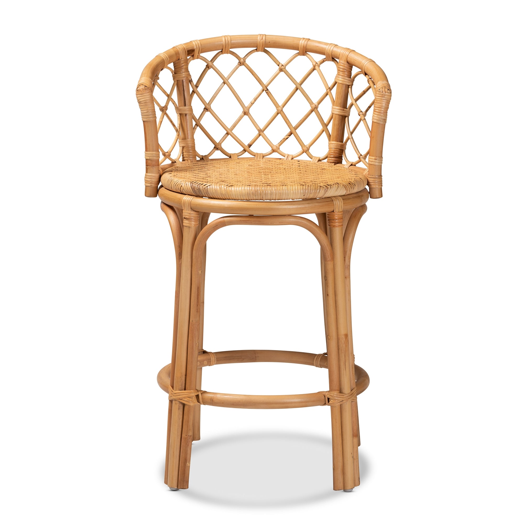 bali & pari Orchard Modern Bohemian Natural Brown Rattan Counter Stool