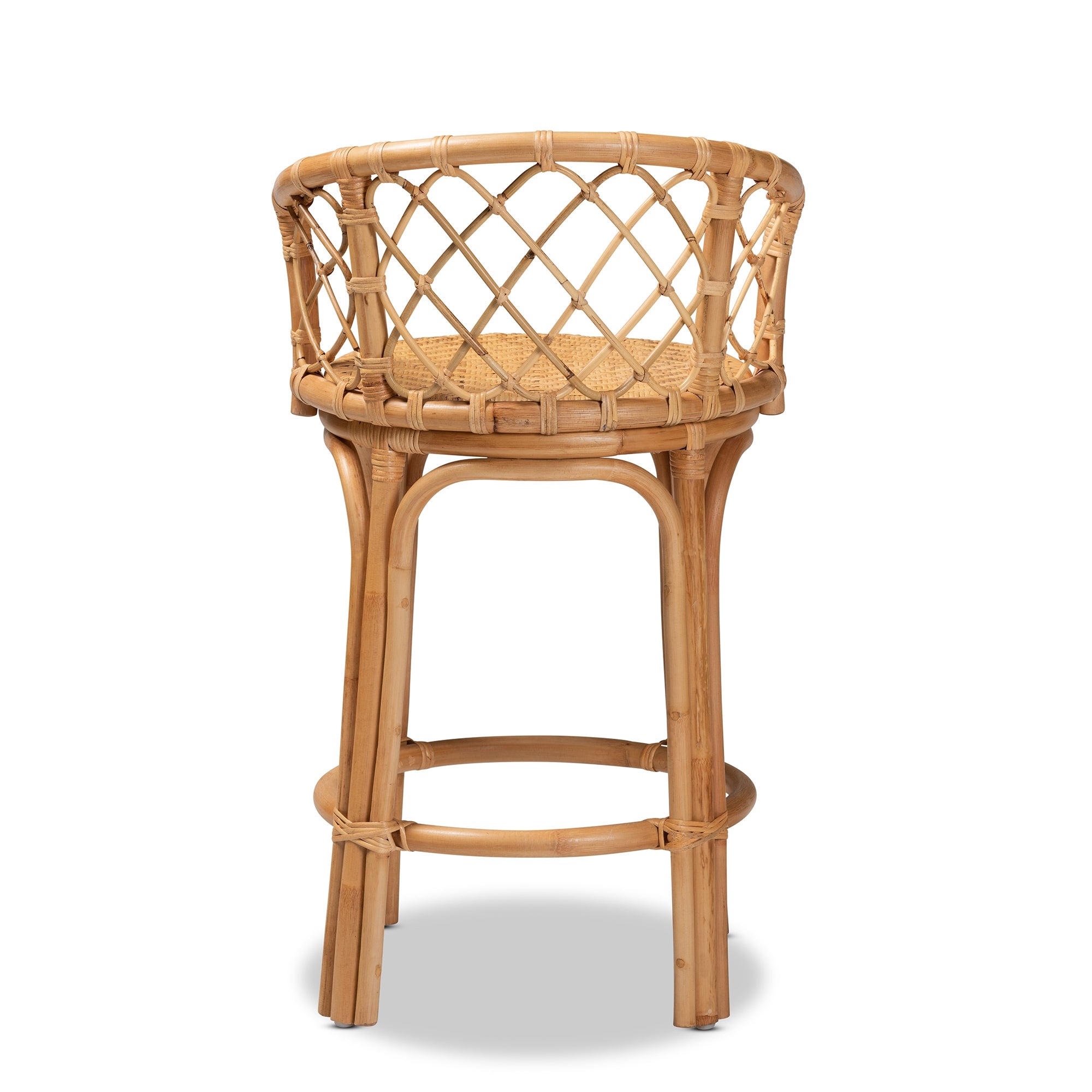 bali & pari Orchard Modern Bohemian Natural Brown Rattan Counter Stool