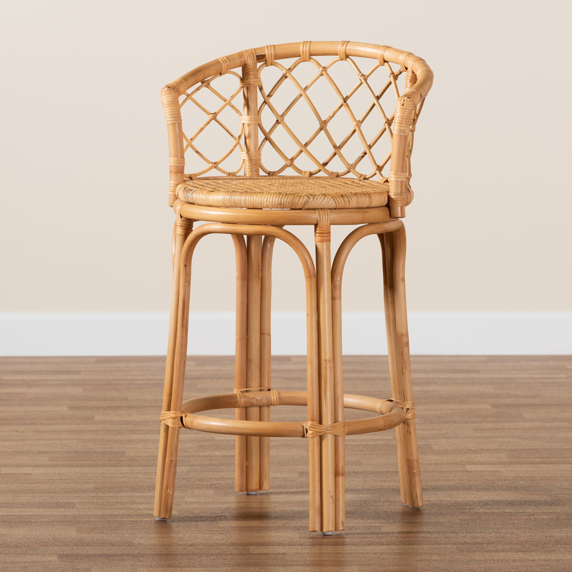 bali & pari Orchard Modern Bohemian Natural Brown Rattan Counter Stool