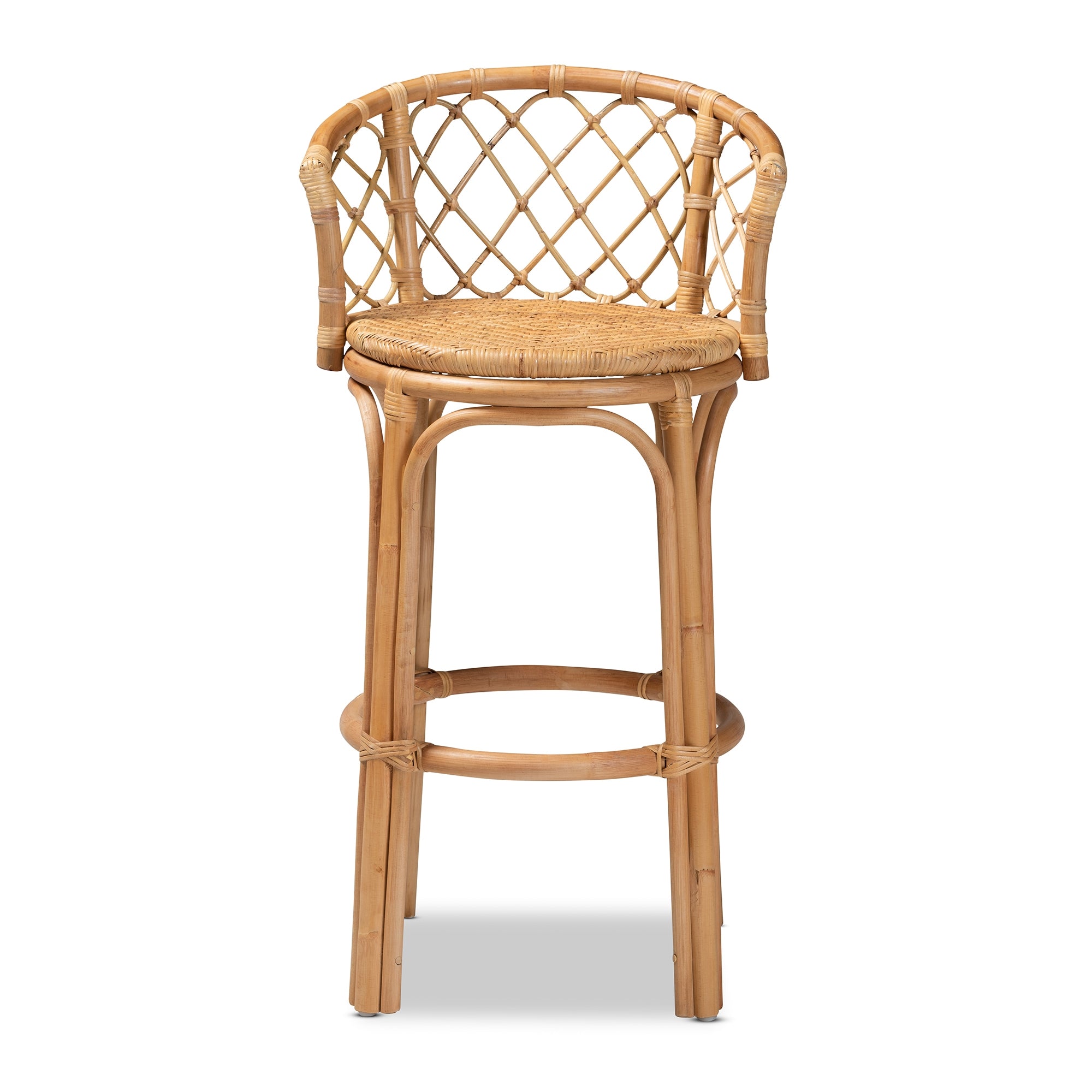 bali & pari Orchard Modern Bohemian Natural Brown Rattan Bar Stool