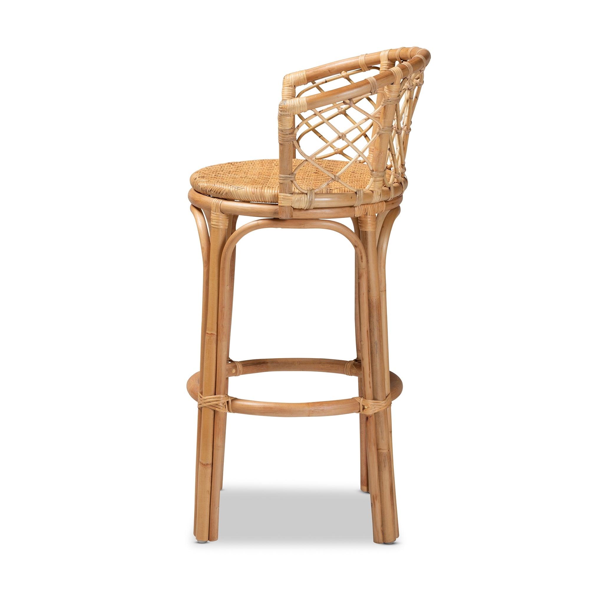bali & pari Orchard Modern Bohemian Natural Brown Rattan Bar Stool