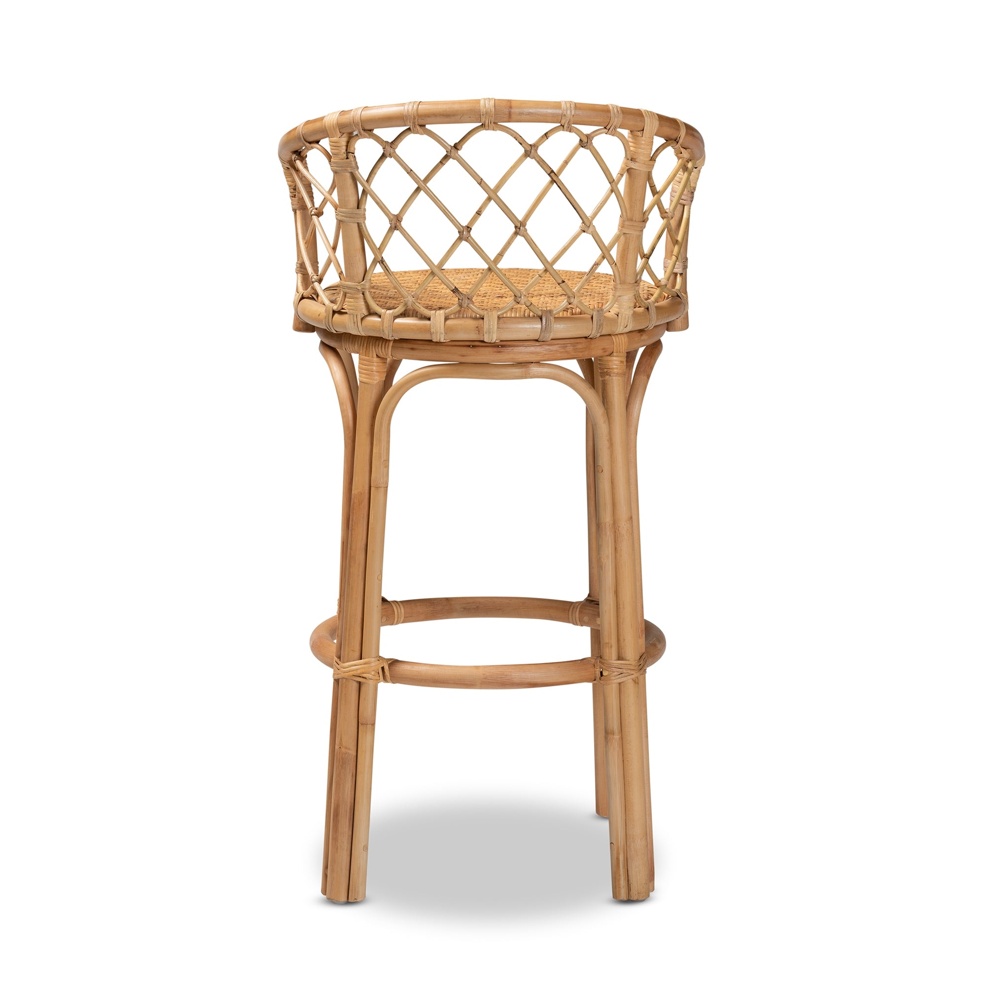 bali & pari Orchard Modern Bohemian Natural Brown Rattan Bar Stool