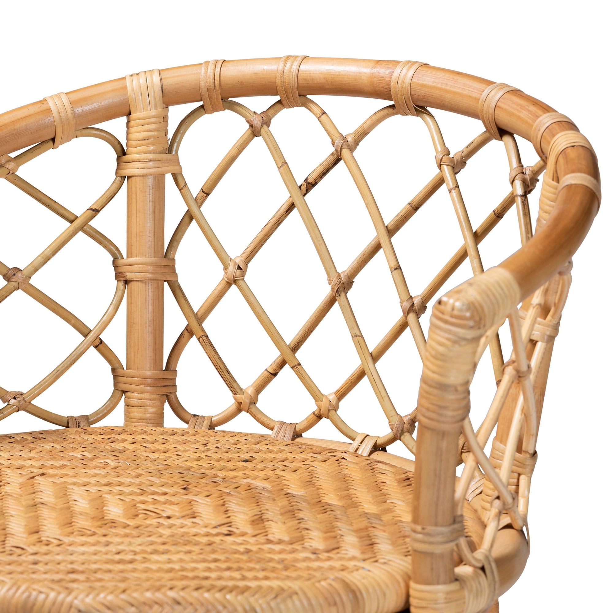 bali & pari Orchard Modern Bohemian Natural Brown Rattan Bar Stool