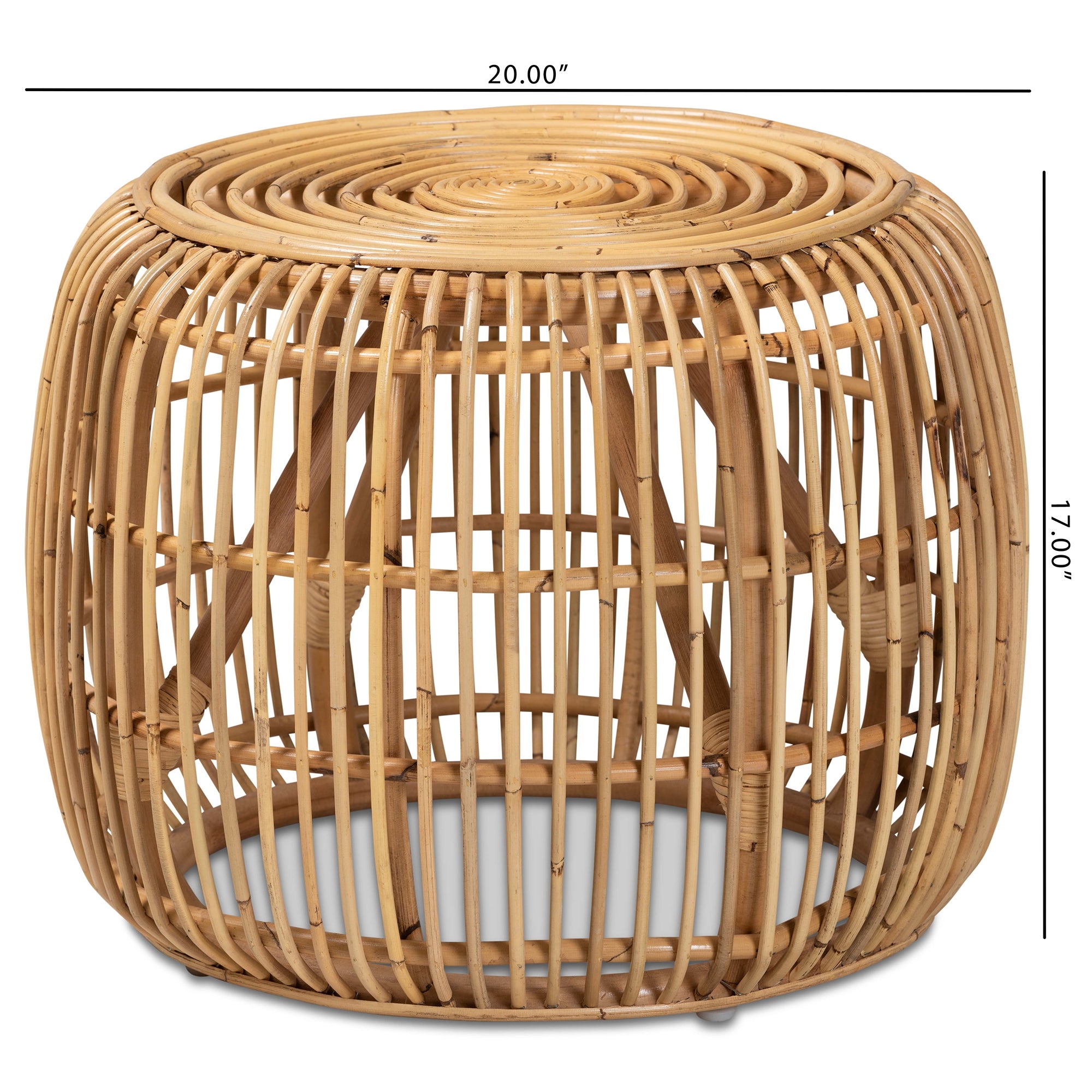 bali & pari Maverick Modern Bohemian Natural Brown Rattan End table