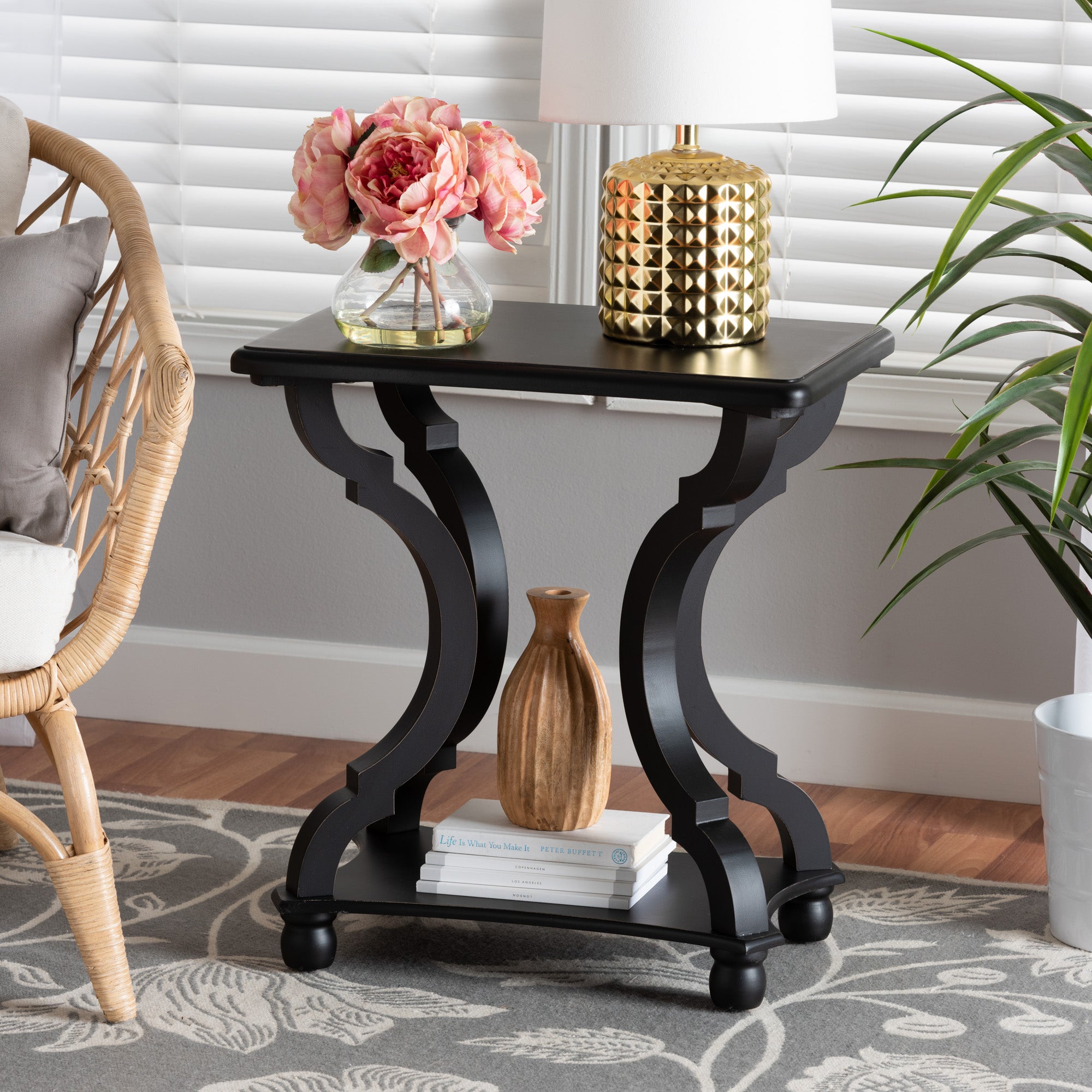 Baxton Studio Cianna Classic and Traditional Black Wood End Table