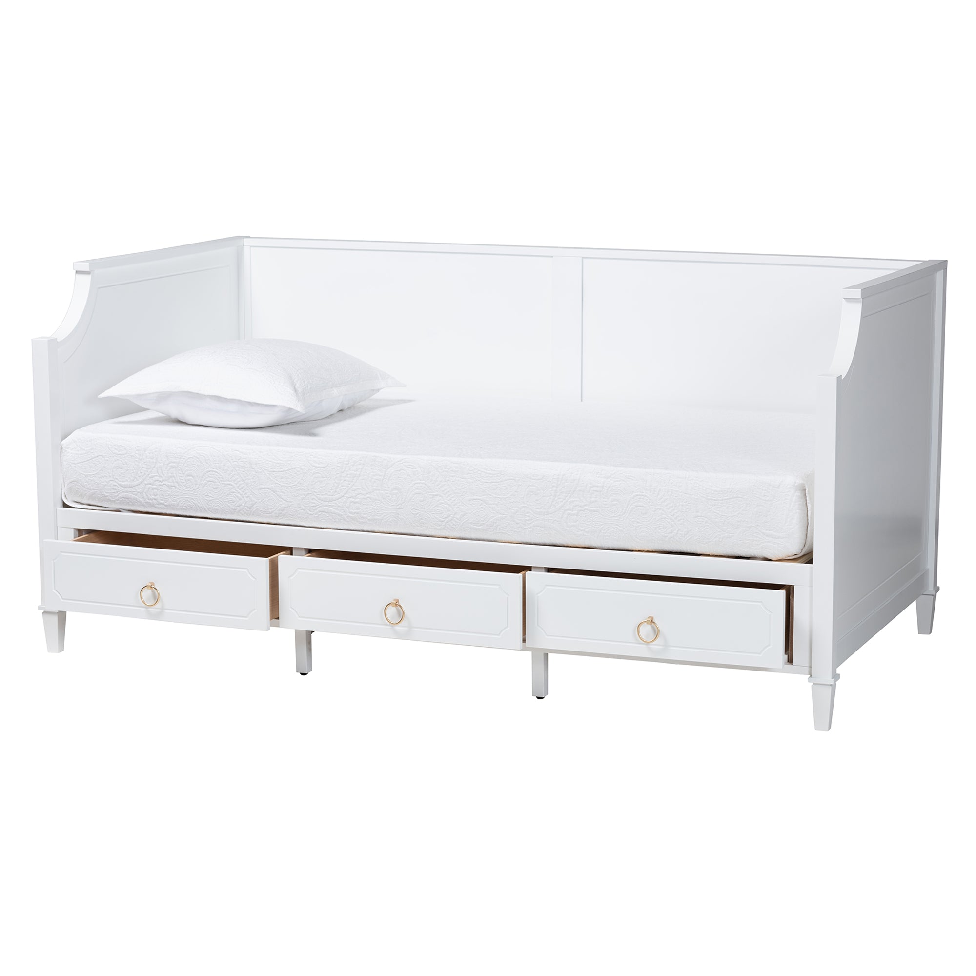 Baxton Studio Lowri Classic and Traditional White Finished Wood Twin Size 3-Drawer Daybed