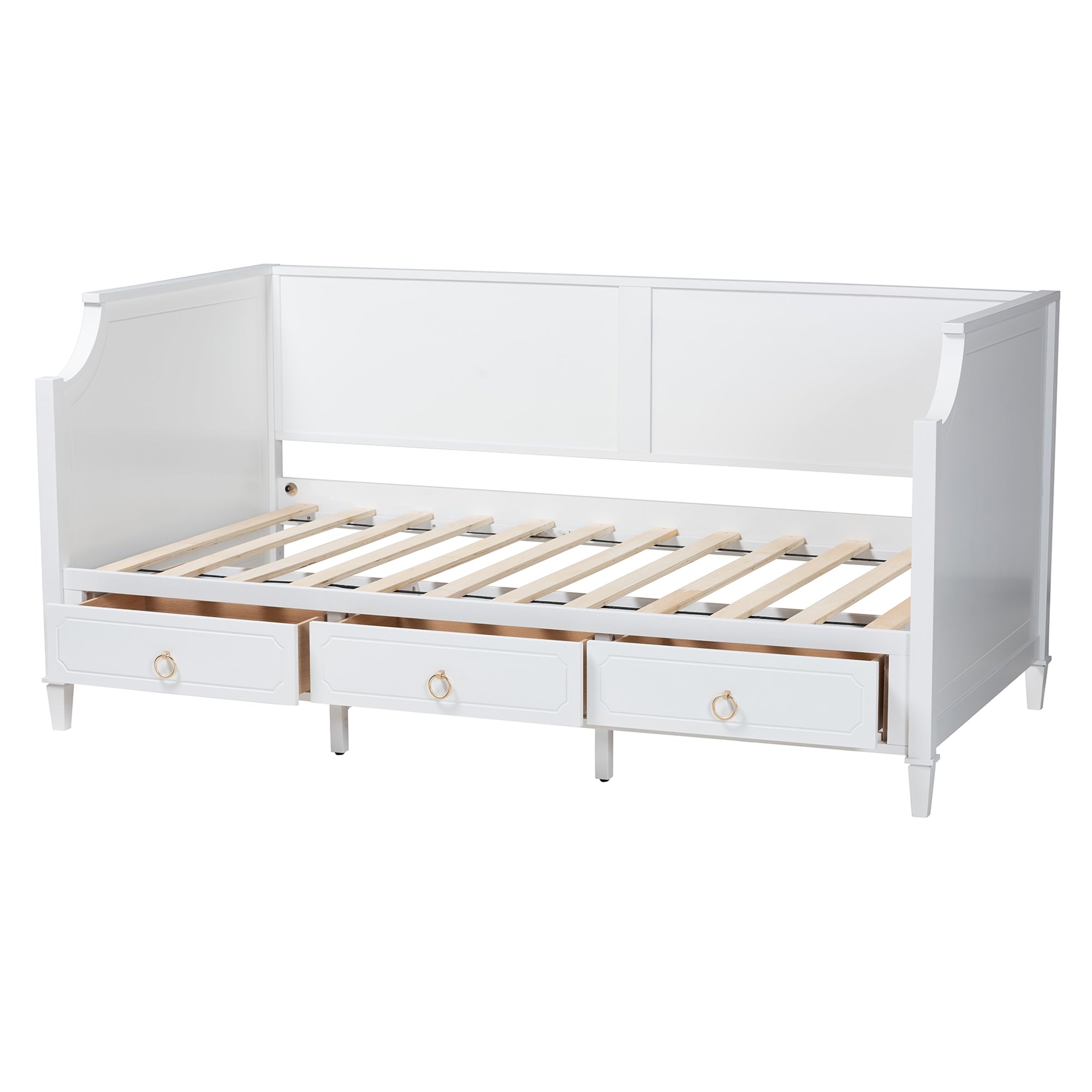 Baxton Studio Lowri Classic and Traditional White Finished Wood Twin Size 3-Drawer Daybed