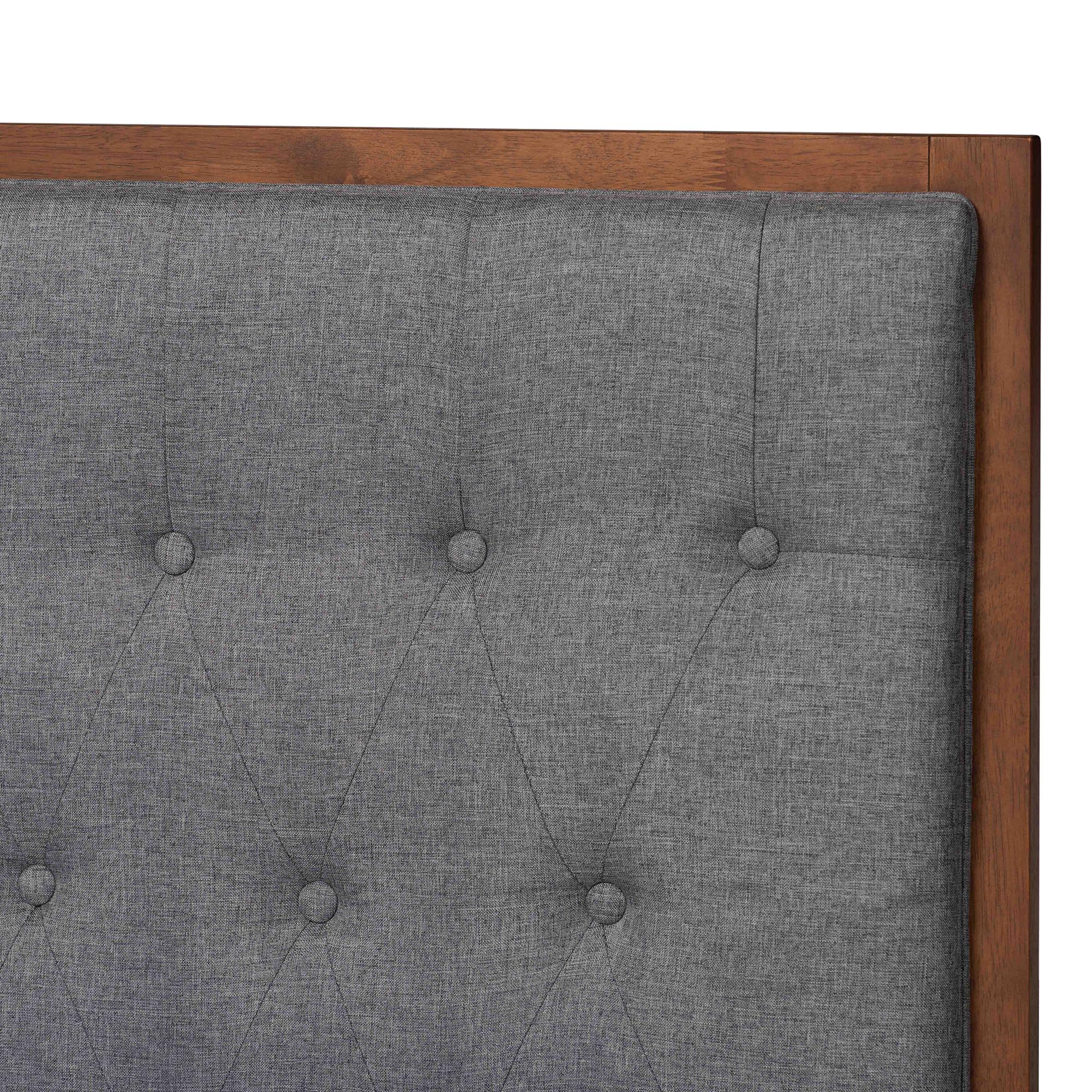 Baxton Studio Jalie Classic Transitional Grey Fabric and Walnut Brown Finished Wood King Size Platform Storage Bed