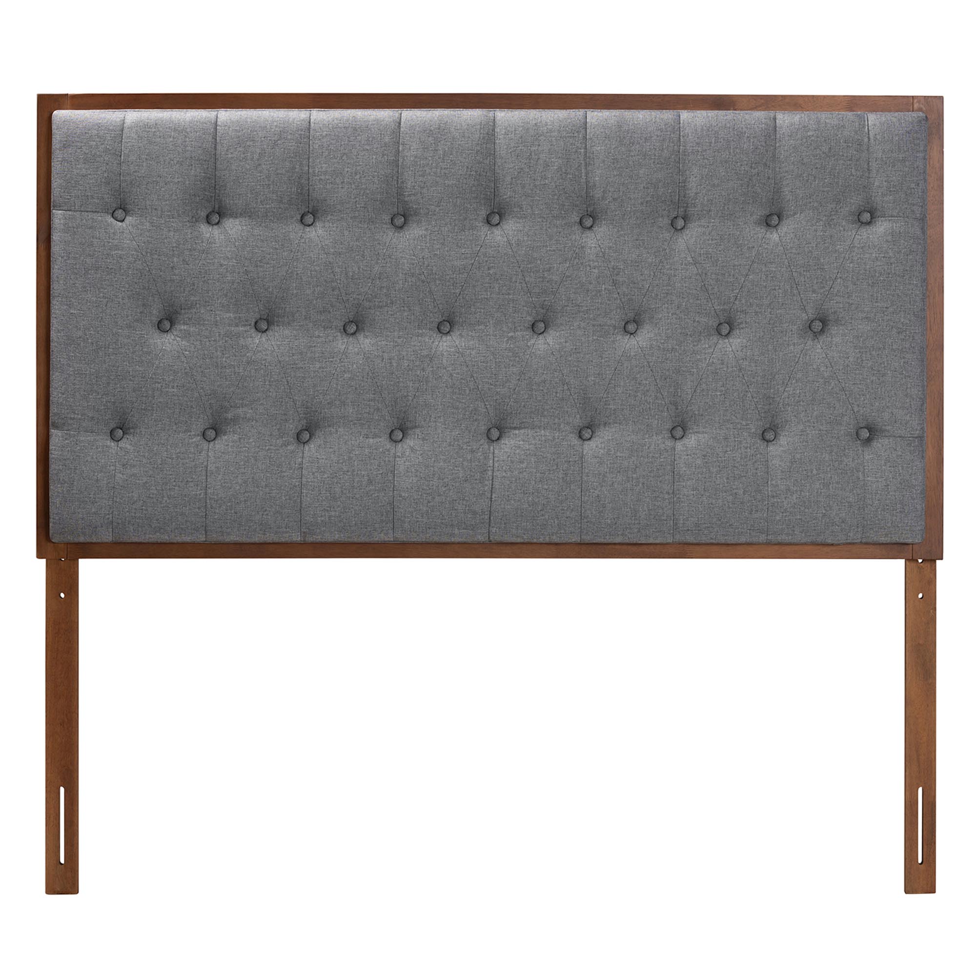 Baxton Studio Harumi Classic and Traditional Grey Fabric and Walnut Brown Finished Wood King size Headboard