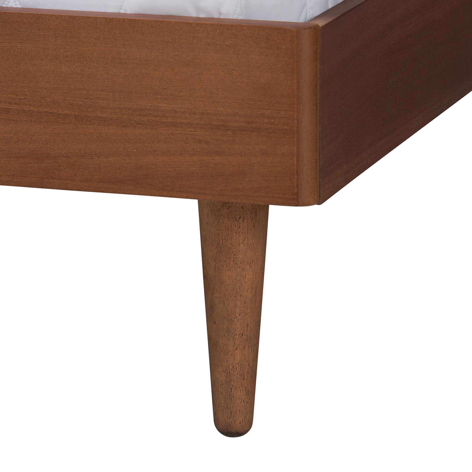 Baxton Studio Macaria Mid-Century Modern Ash Walnut Woven Rattan Queen Size Bed