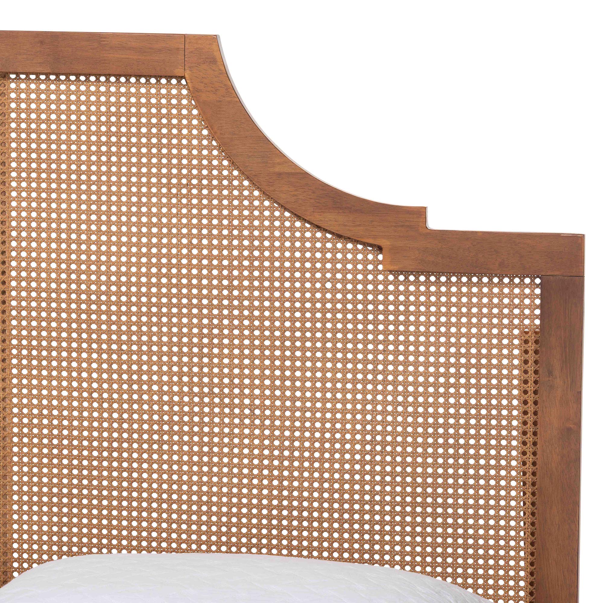 Baxton Studio Rodolfo Platform Bed - Mid-Century Modern Bed with Woven Rattan Headboard, King