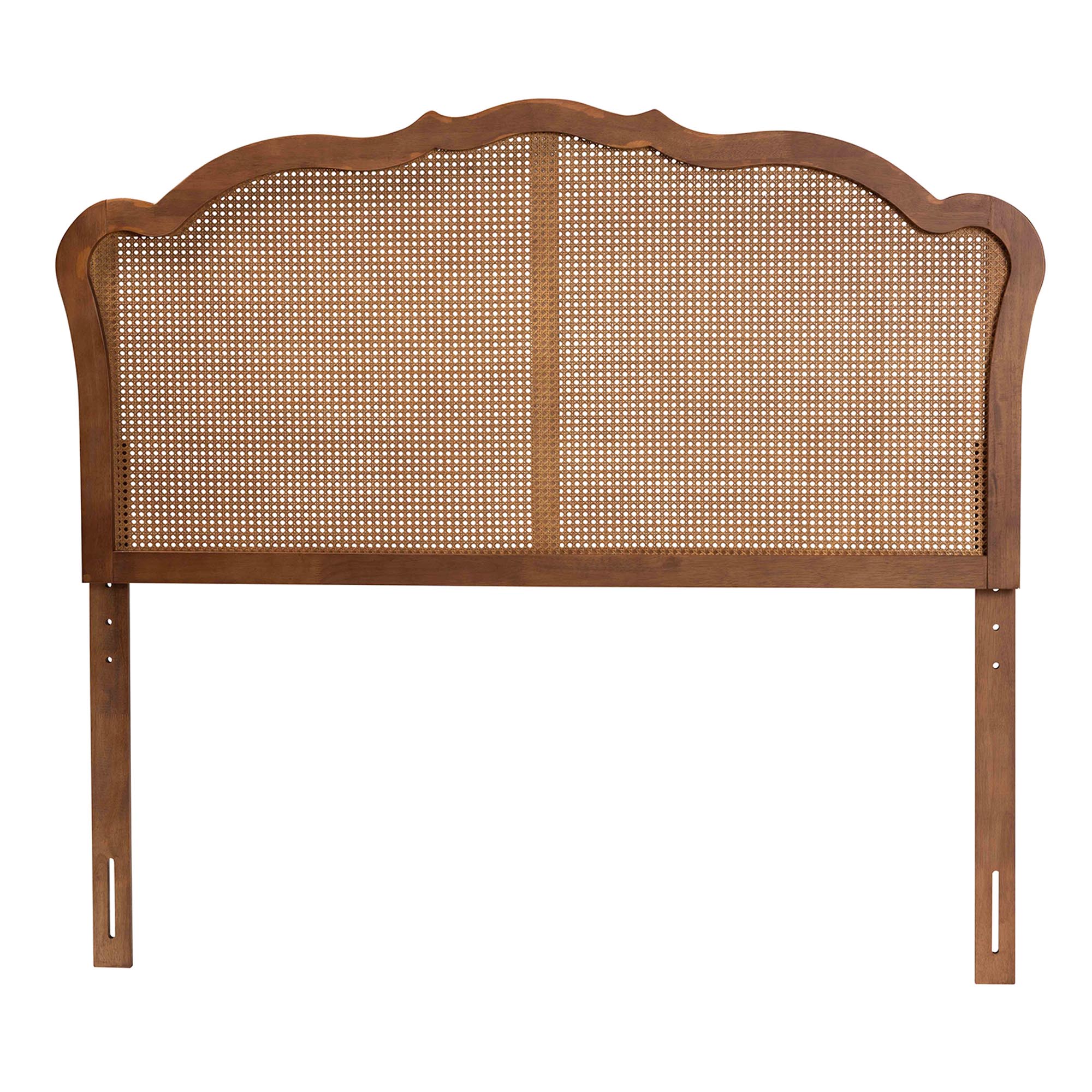 Baxton Studio Leandra Classic and Traditional Ash Walnut Finished Wood King Size Headboard with Rattan