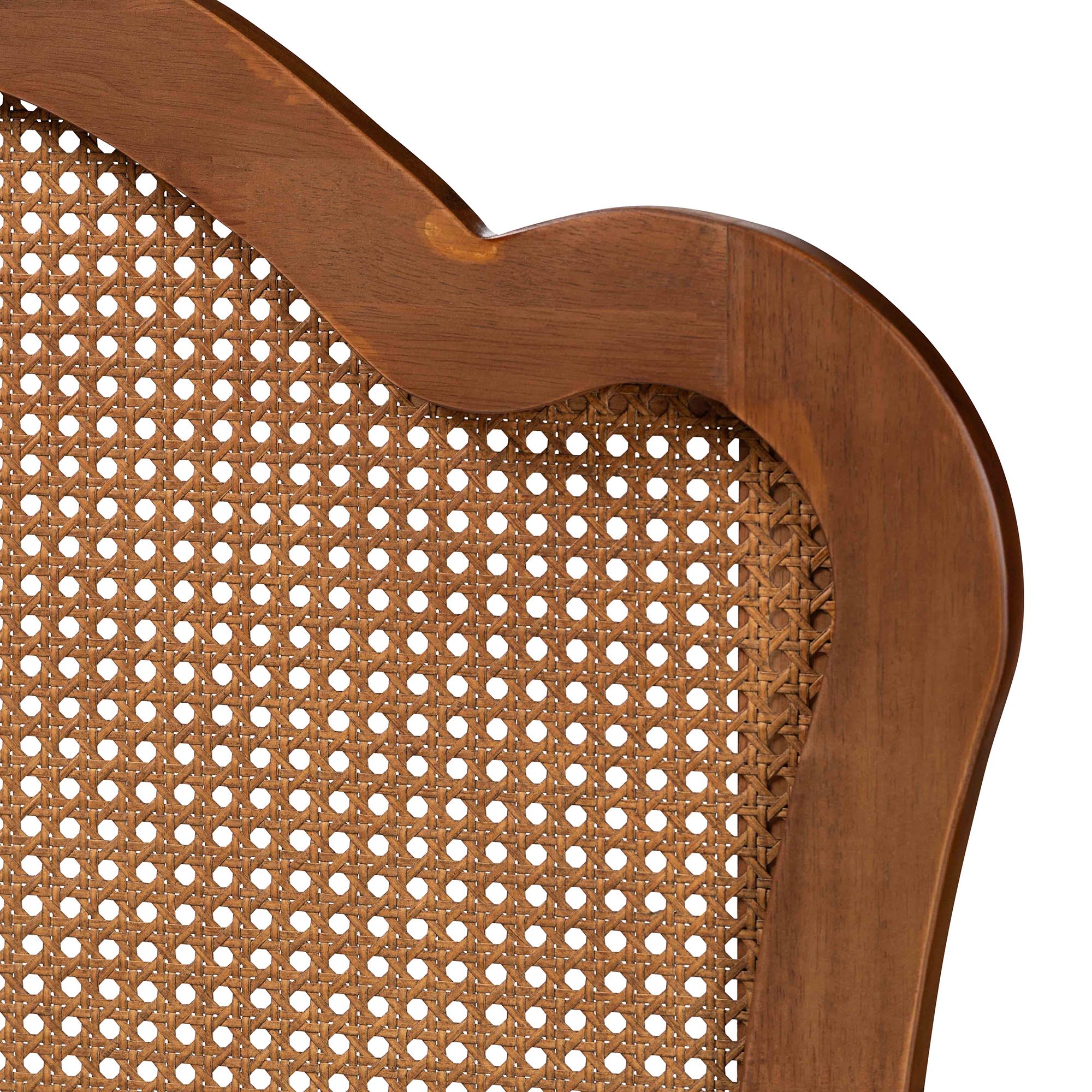 Baxton Studio Leandra Classic and Traditional Ash Walnut Finished Wood King Size Headboard with Rattan