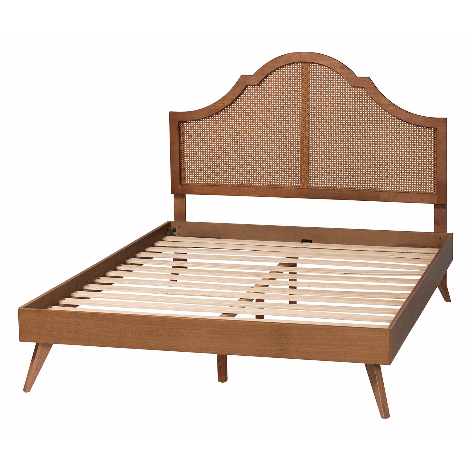 Baxton Studio Alecia Mid-Century Ash Walnut Wood Queen Size Platform Bed
