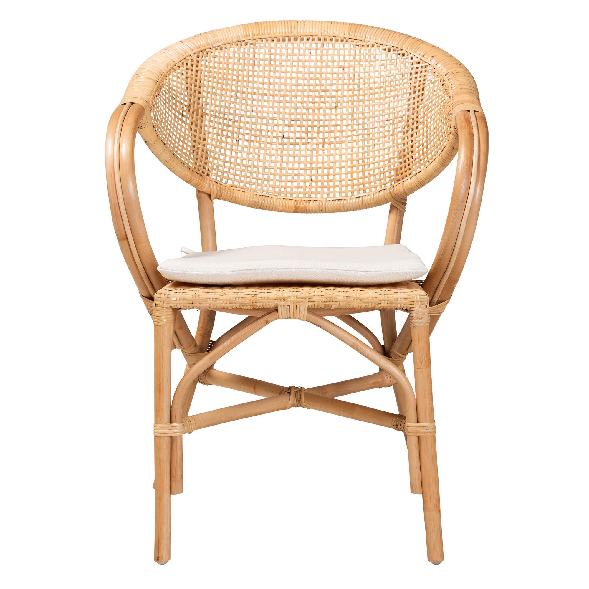 bali & pari Varick Modern Bohemian Natural Brown Finished Rattan Dining Chair