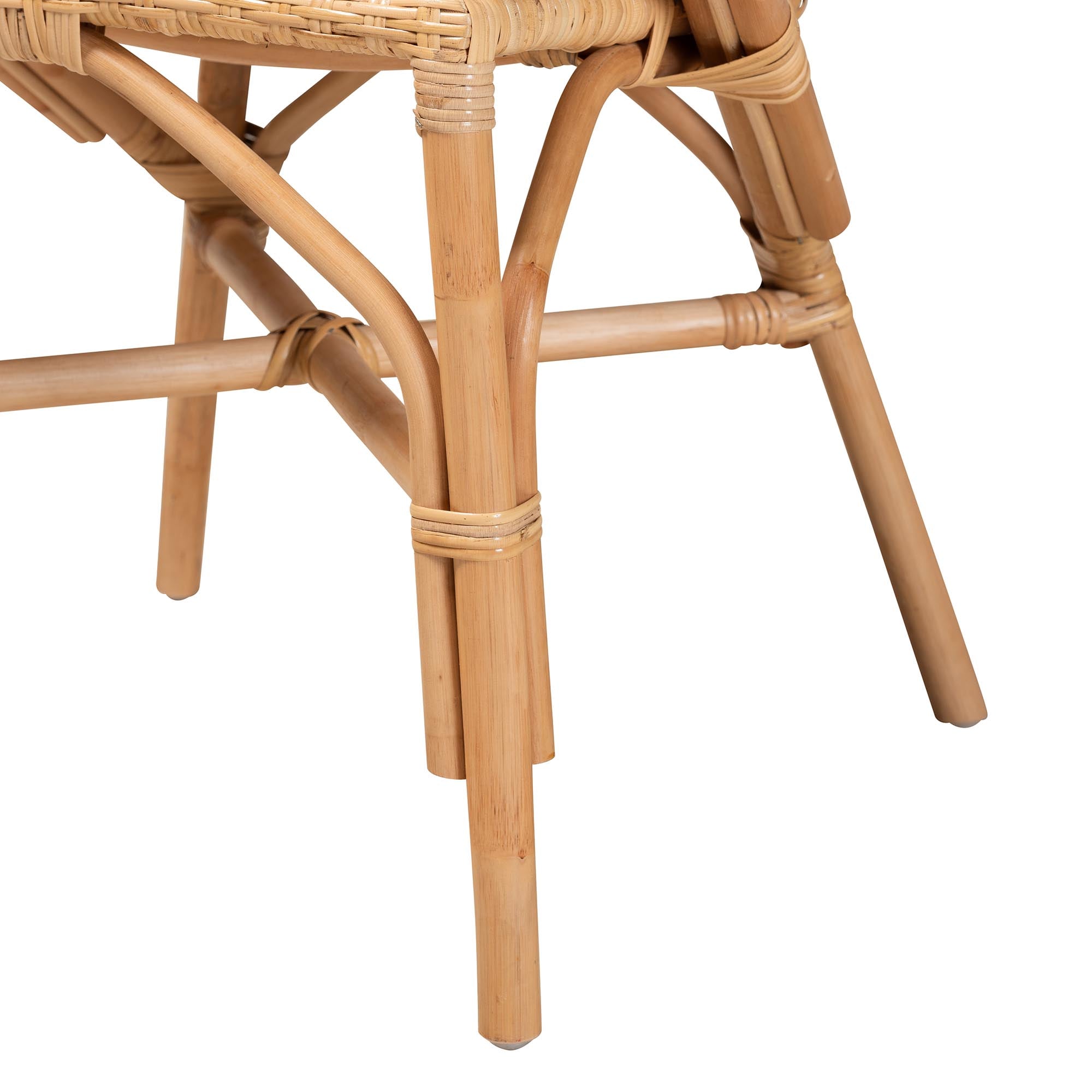 bali & pari Varick Modern Bohemian Natural Brown Finished Rattan Dining Chair