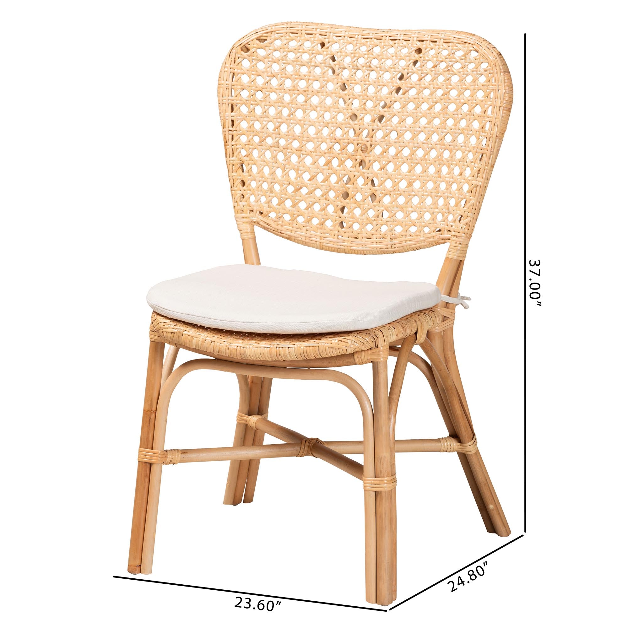bali & pari Nadira Modern Bohemian Natural Brown Finished Rattan Dining Chair
