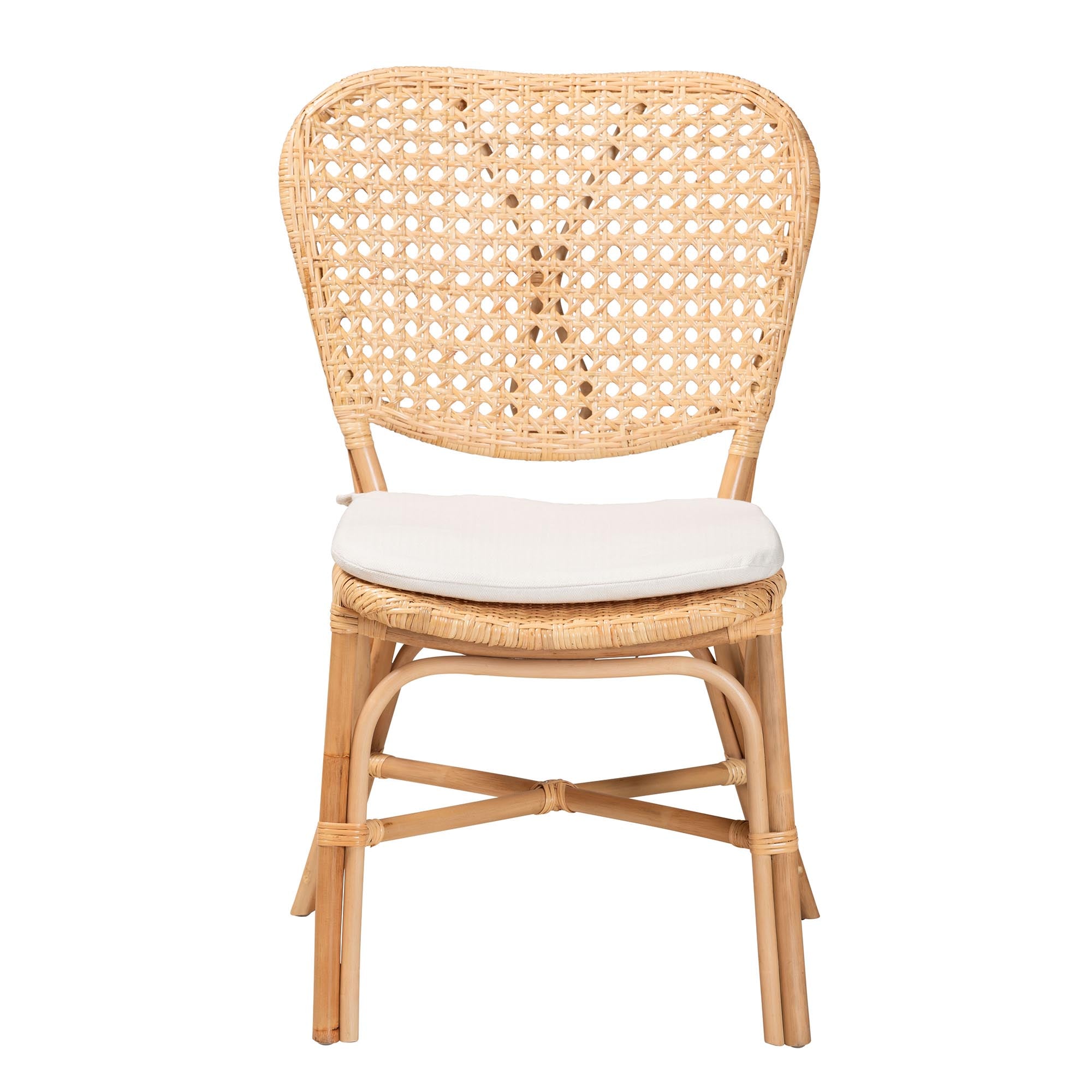 bali & pari Nadira Modern Bohemian Natural Brown Finished Rattan Dining Chair