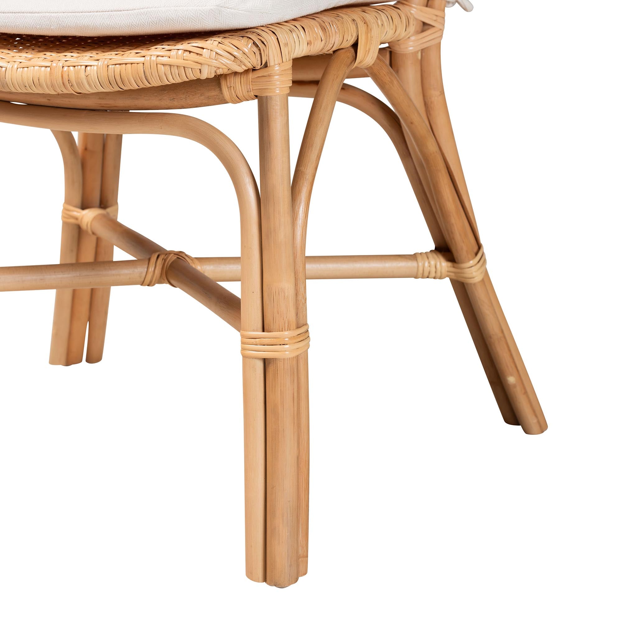 bali & pari Nadira Modern Bohemian Natural Brown Finished Rattan Dining Chair
