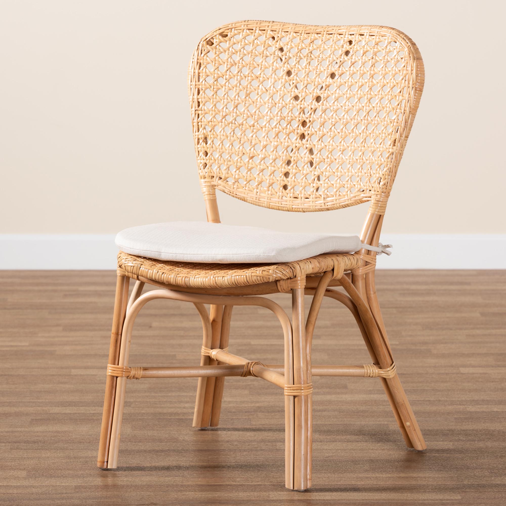 bali & pari Nadira Modern Bohemian Natural Brown Finished Rattan Dining Chair