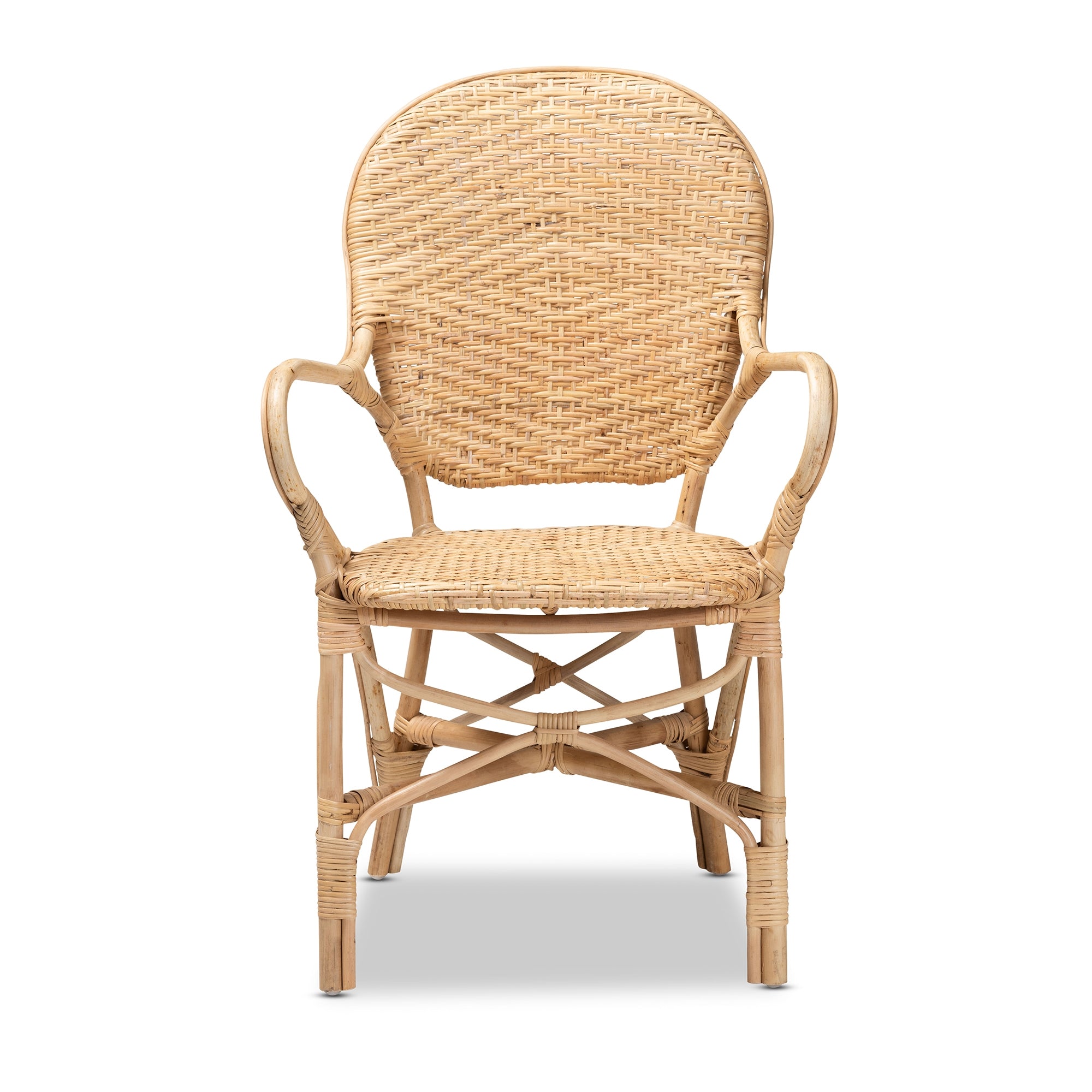 bali & pari Genna Modern Bohemian Natural Brown Finished Rattan Dining Chair