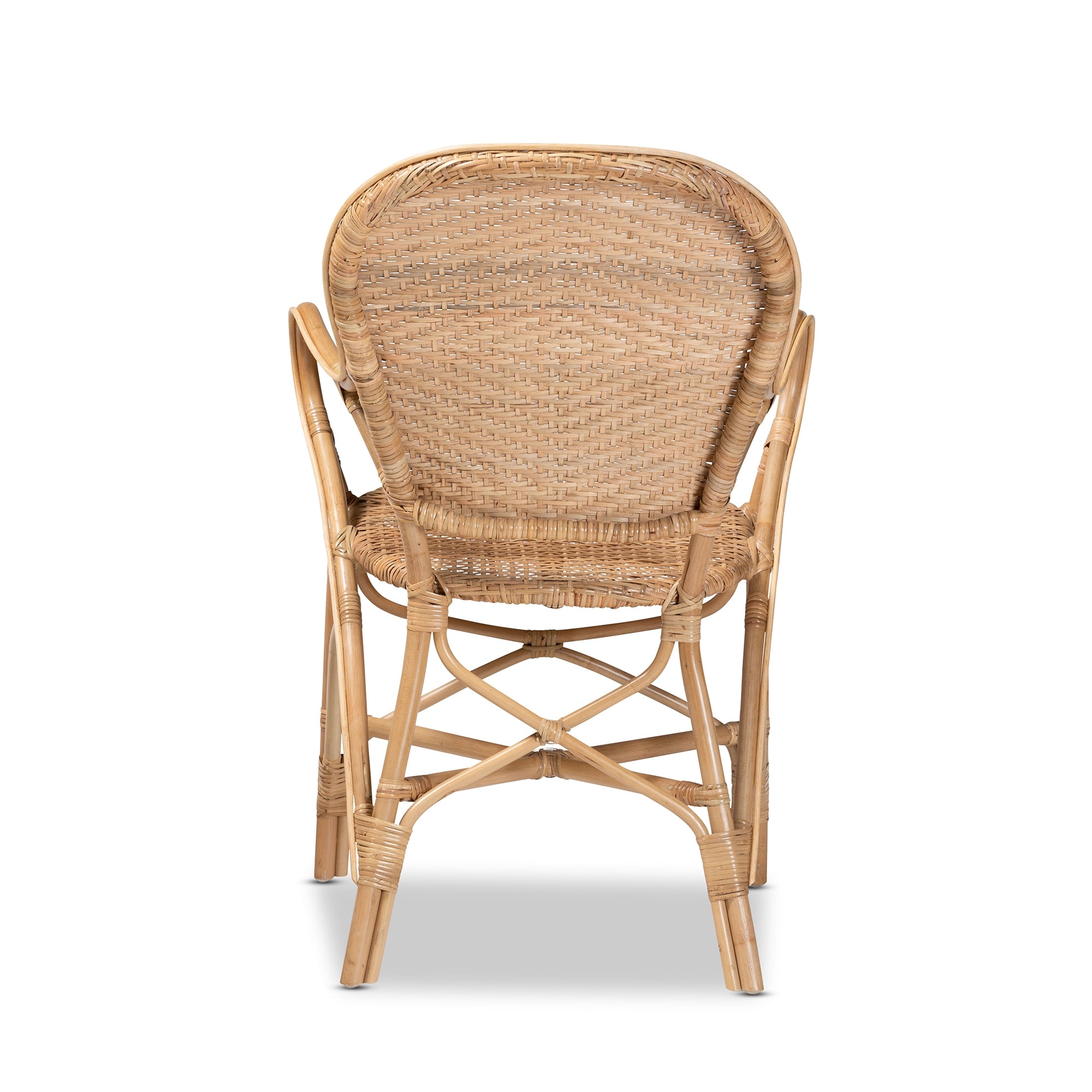 bali & pari Genna Modern Bohemian Natural Brown Finished Rattan Dining Chair