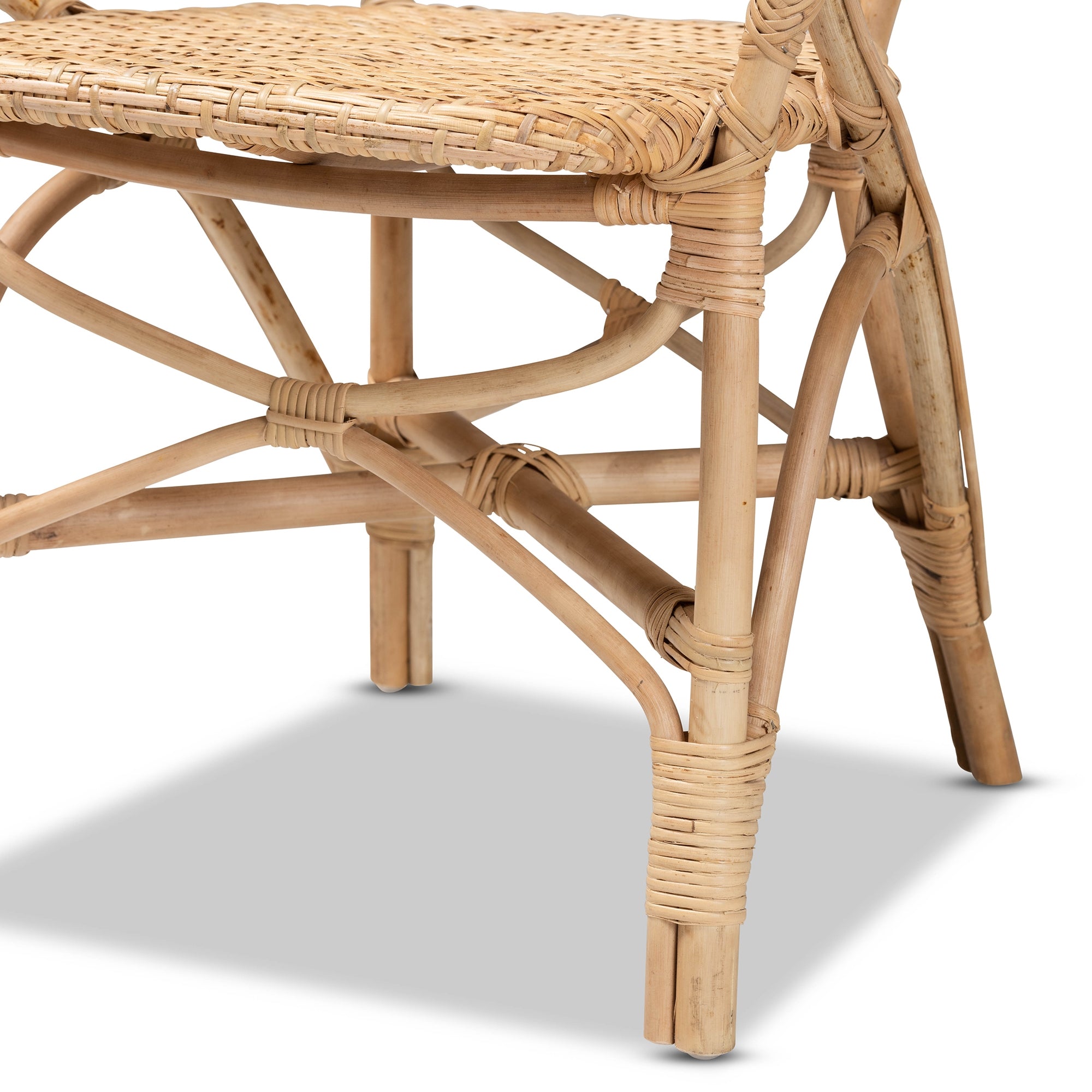 bali & pari Genna Modern Bohemian Natural Brown Finished Rattan Dining Chair