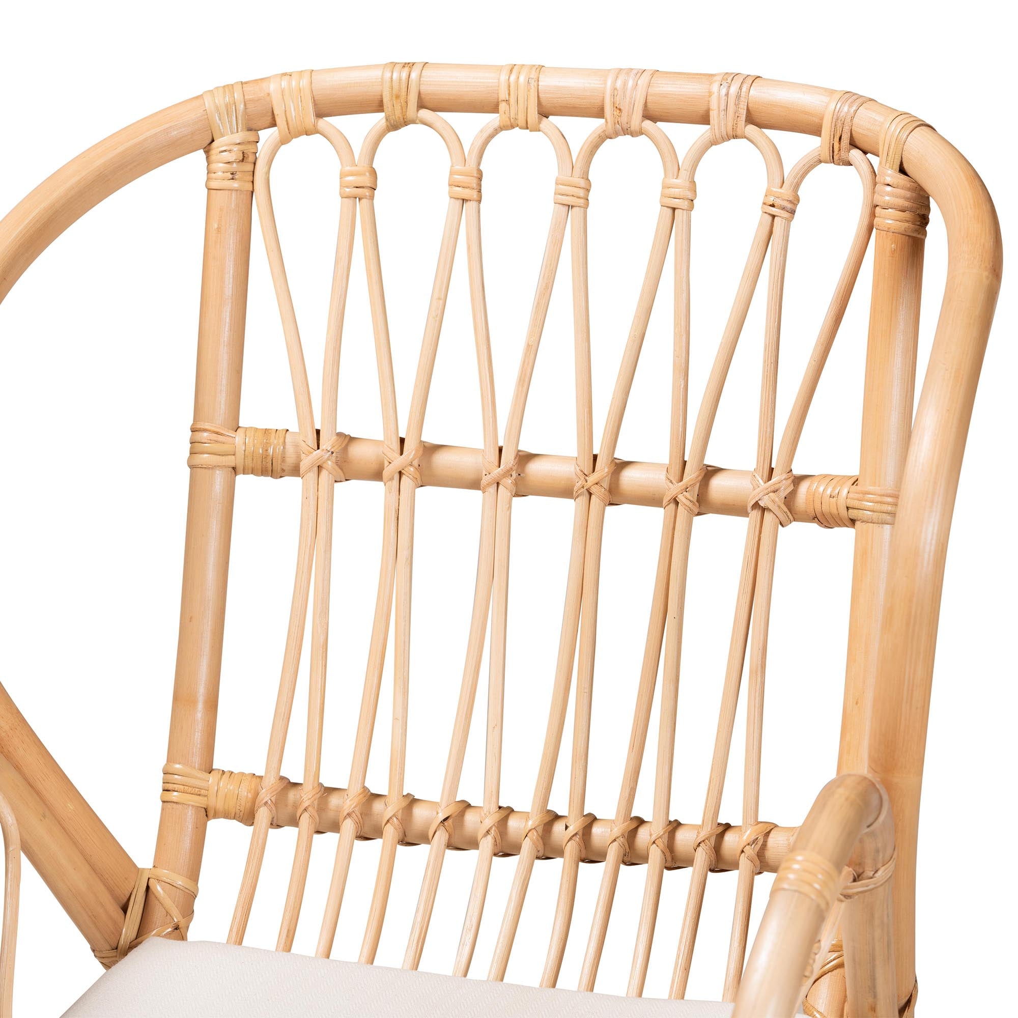 bali & pari Caelia Modern Bohemian Natural Brown Rattan and Black Metal Chair