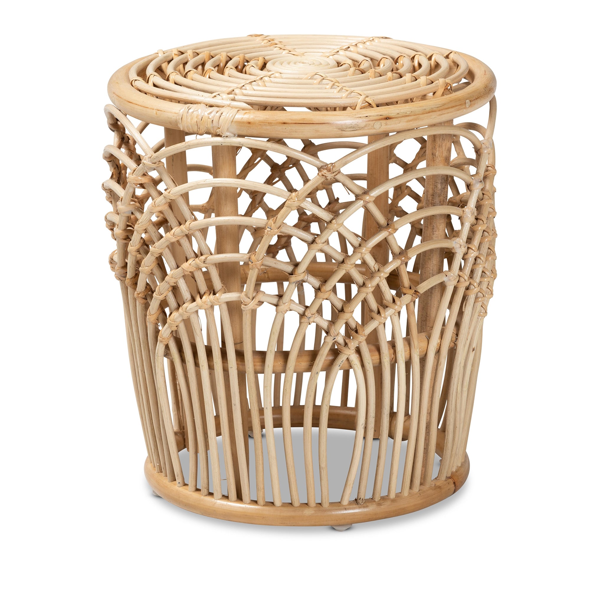 bali & pari Edena Modern Bohemian Natural Brown Finished Rattan End Table