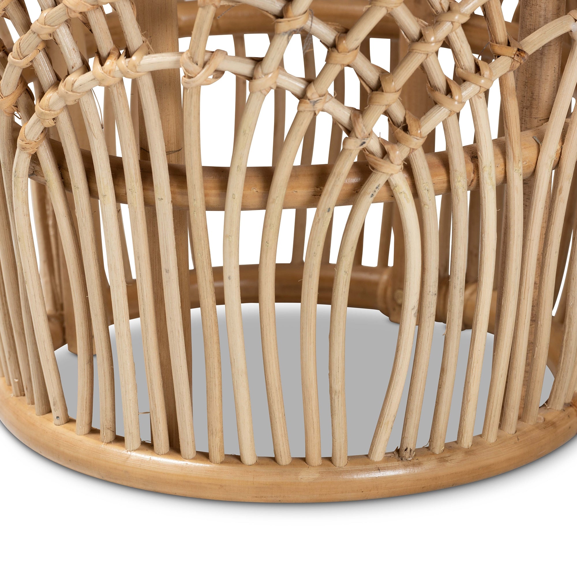 bali & pari Edena Modern Bohemian Natural Brown Finished Rattan End Table